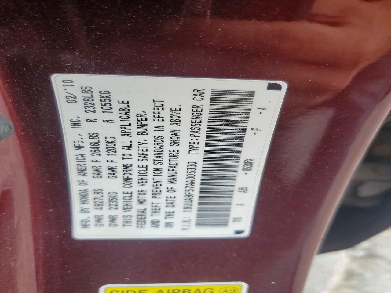 2010 Acura Tl Темно-бордовый vin: 19UUA9F57AA005330