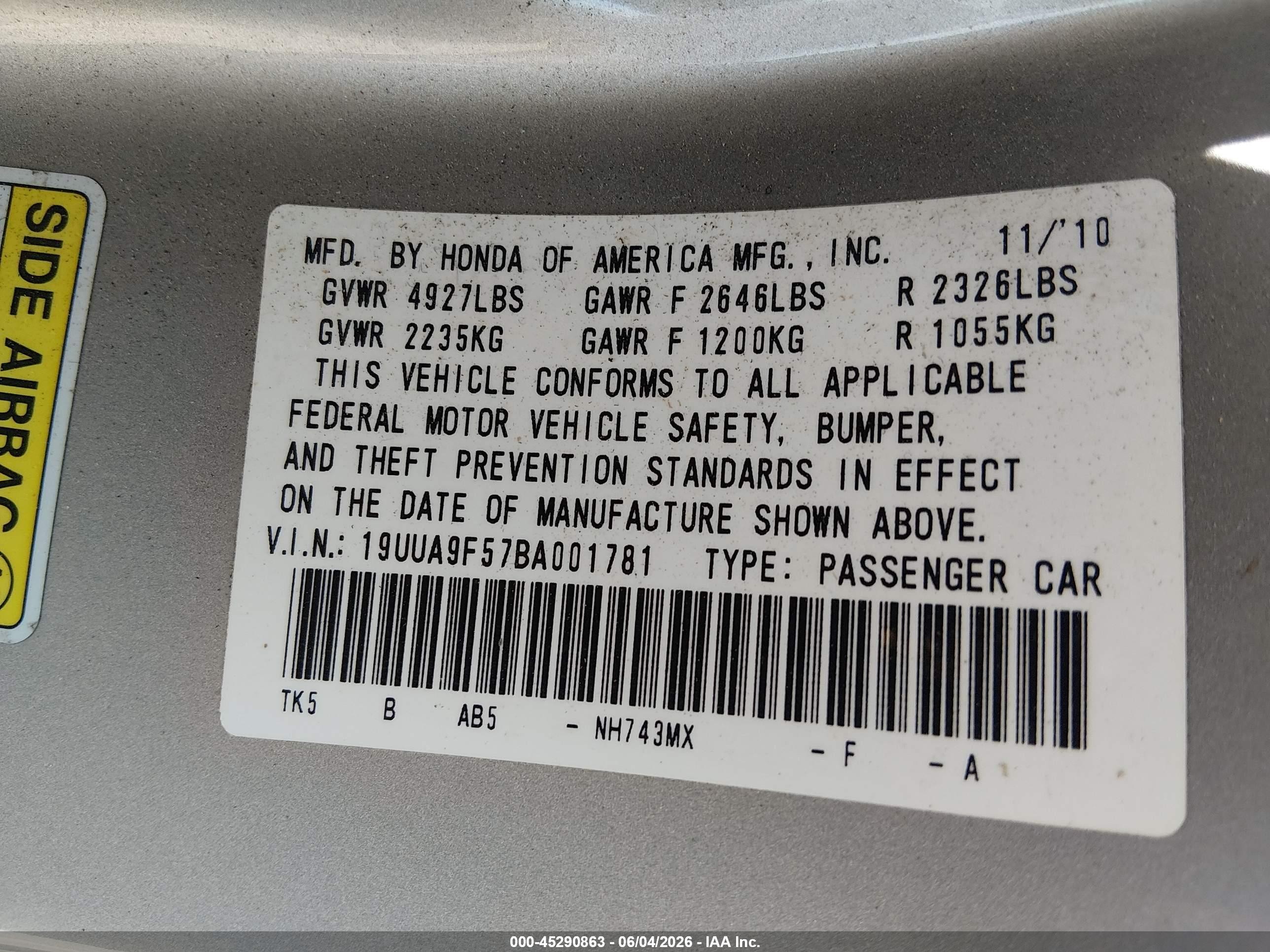 2011 Acura Tl 3.7 Silver vin: 19UUA9F57BA001781