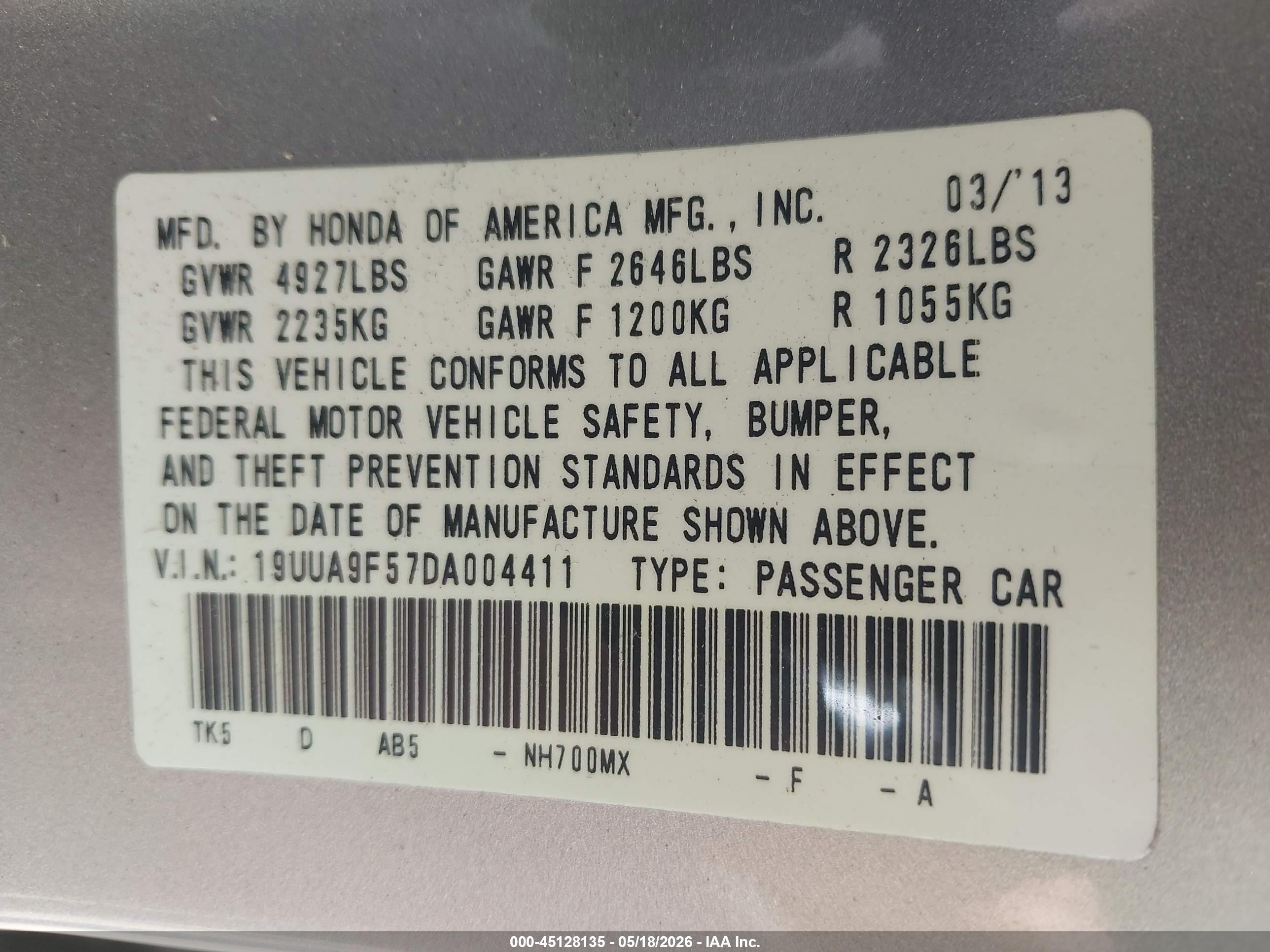 2013 Acura Tl 3.7 Silver vin: 19UUA9F57DA004411