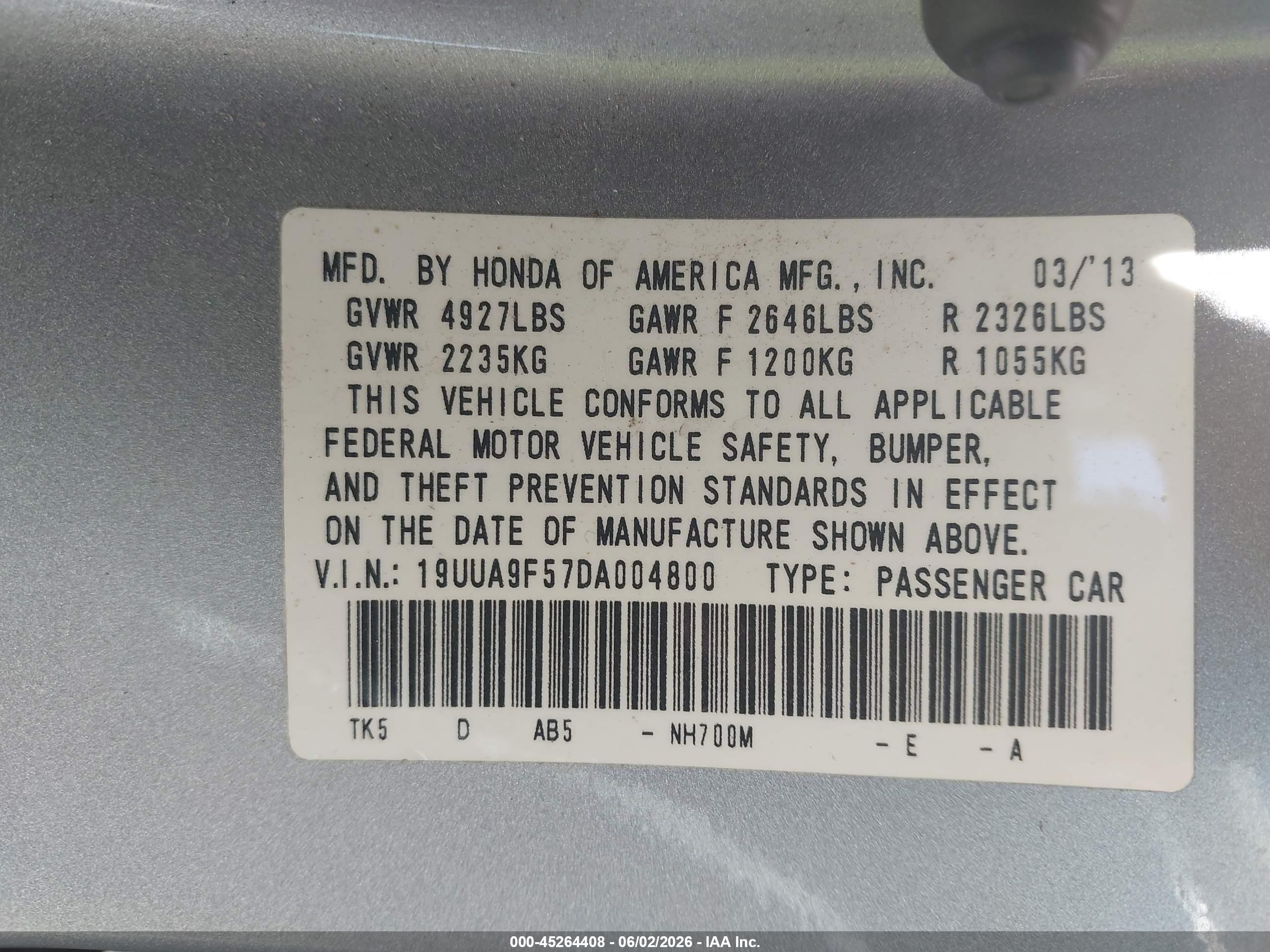 2013 Acura Tl 3.7 Silver vin: 19UUA9F57DA004800