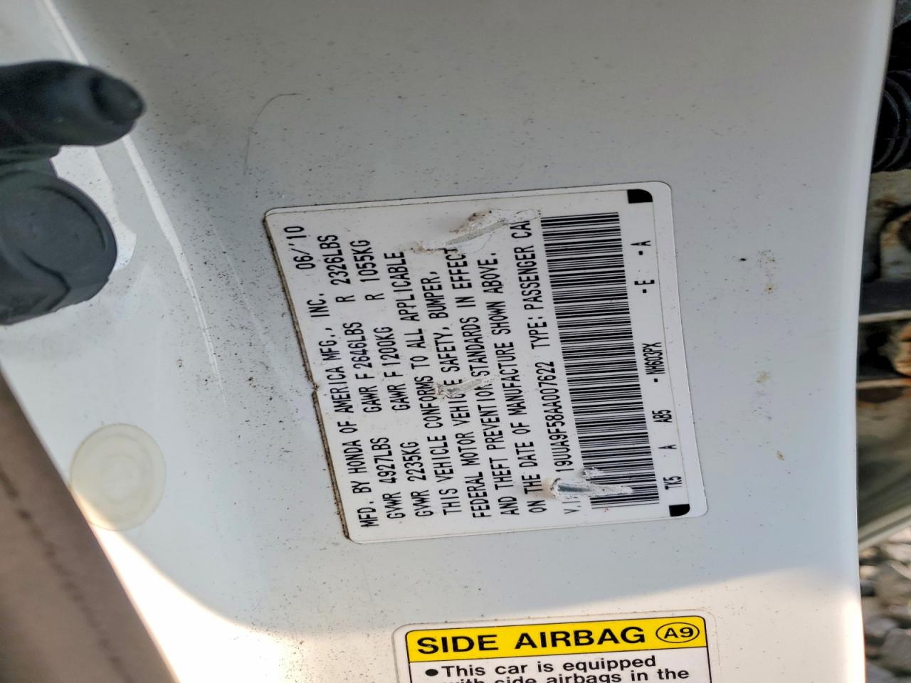 2010 Acura Tl White vin: 19UUA9F58AA007622