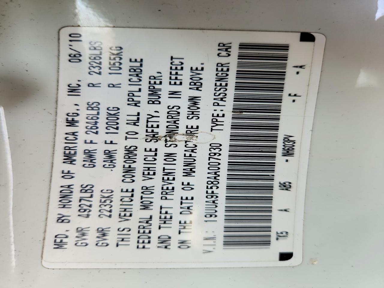 2010 Acura Tl Белый vin: 19UUA9F58AA007930