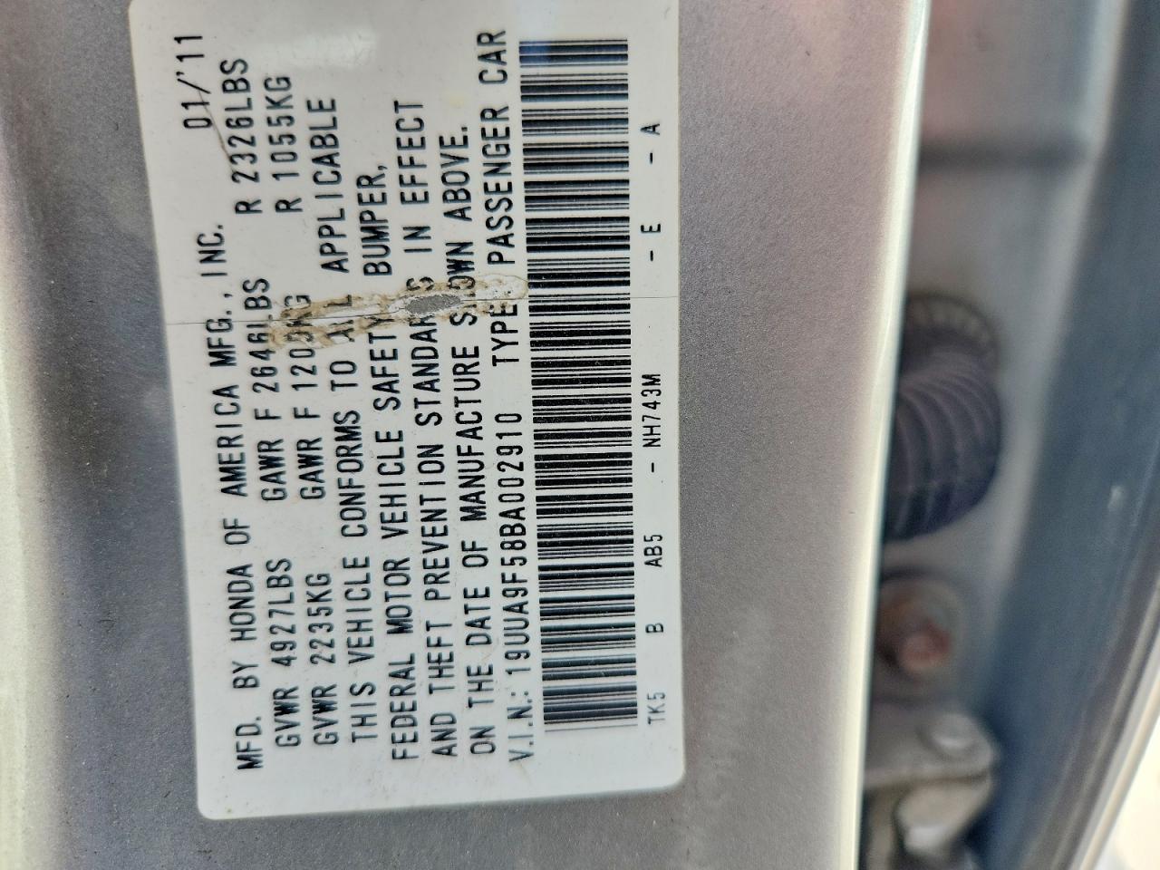 2011 Acura Tl Gray vin: 19UUA9F58BA002910