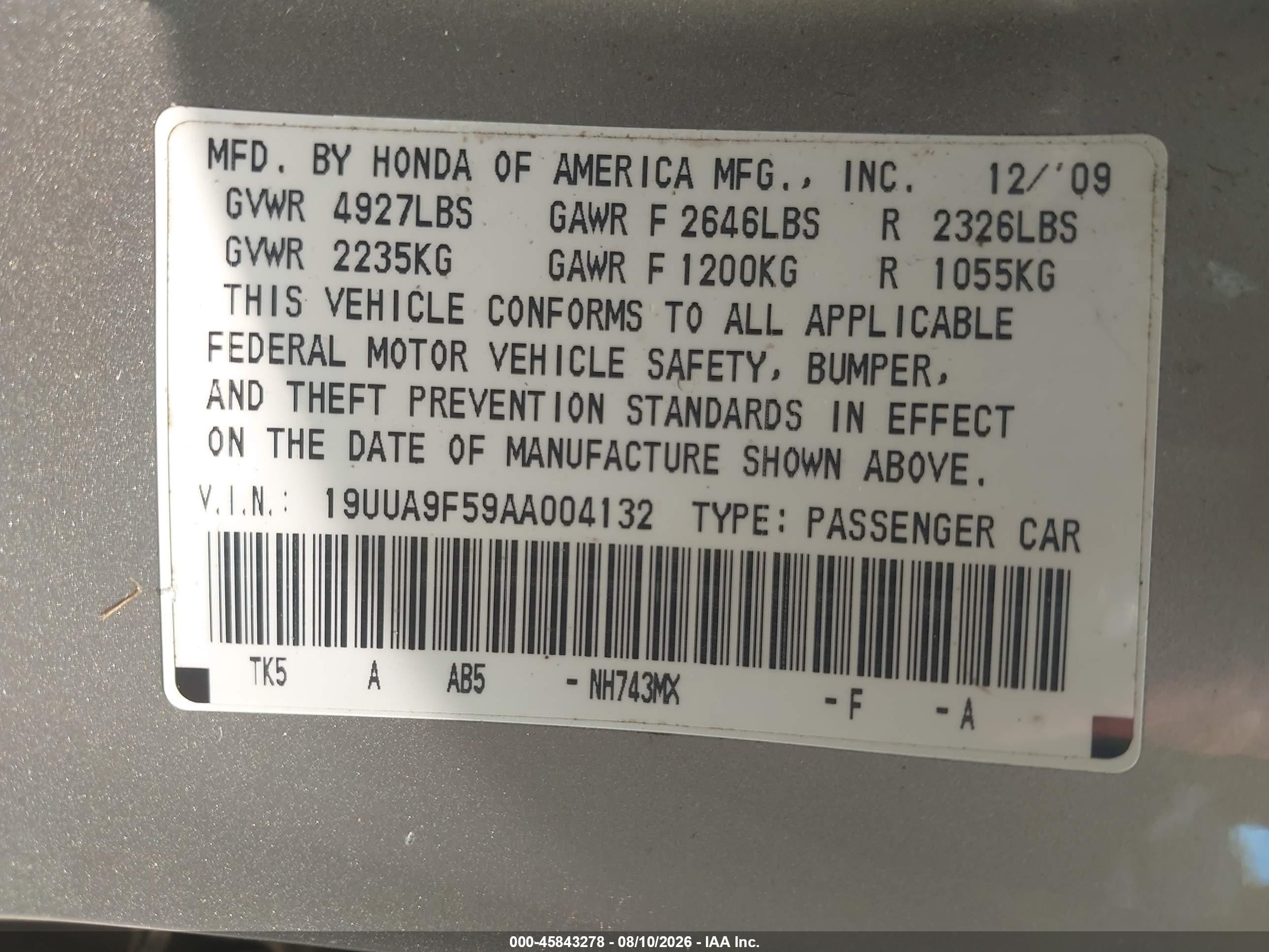 2010 Acura Tl 3.7 Silver vin: 19UUA9F59AA004132
