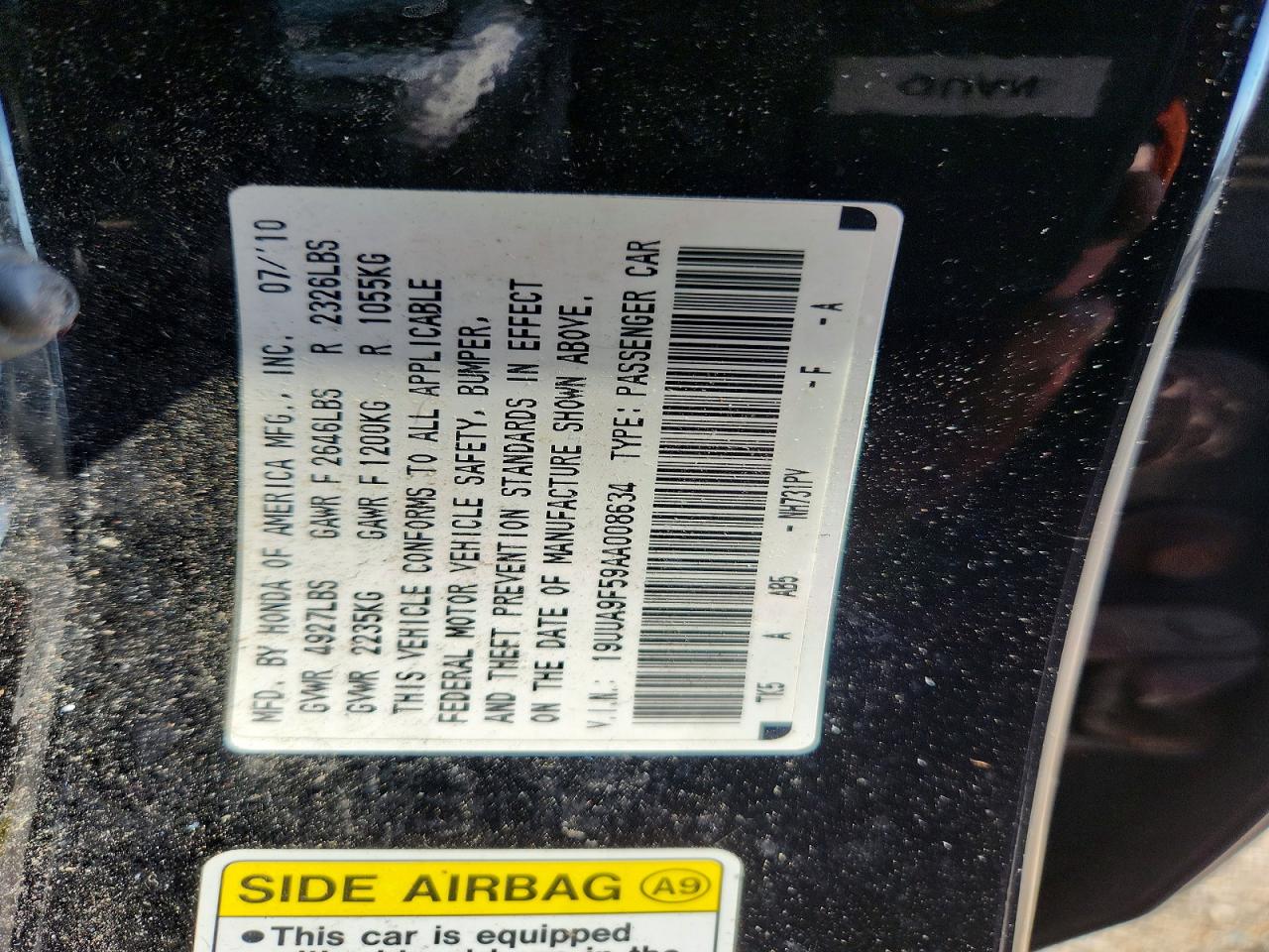 2010 Acura Tl Black vin: 19UUA9F59AA008634