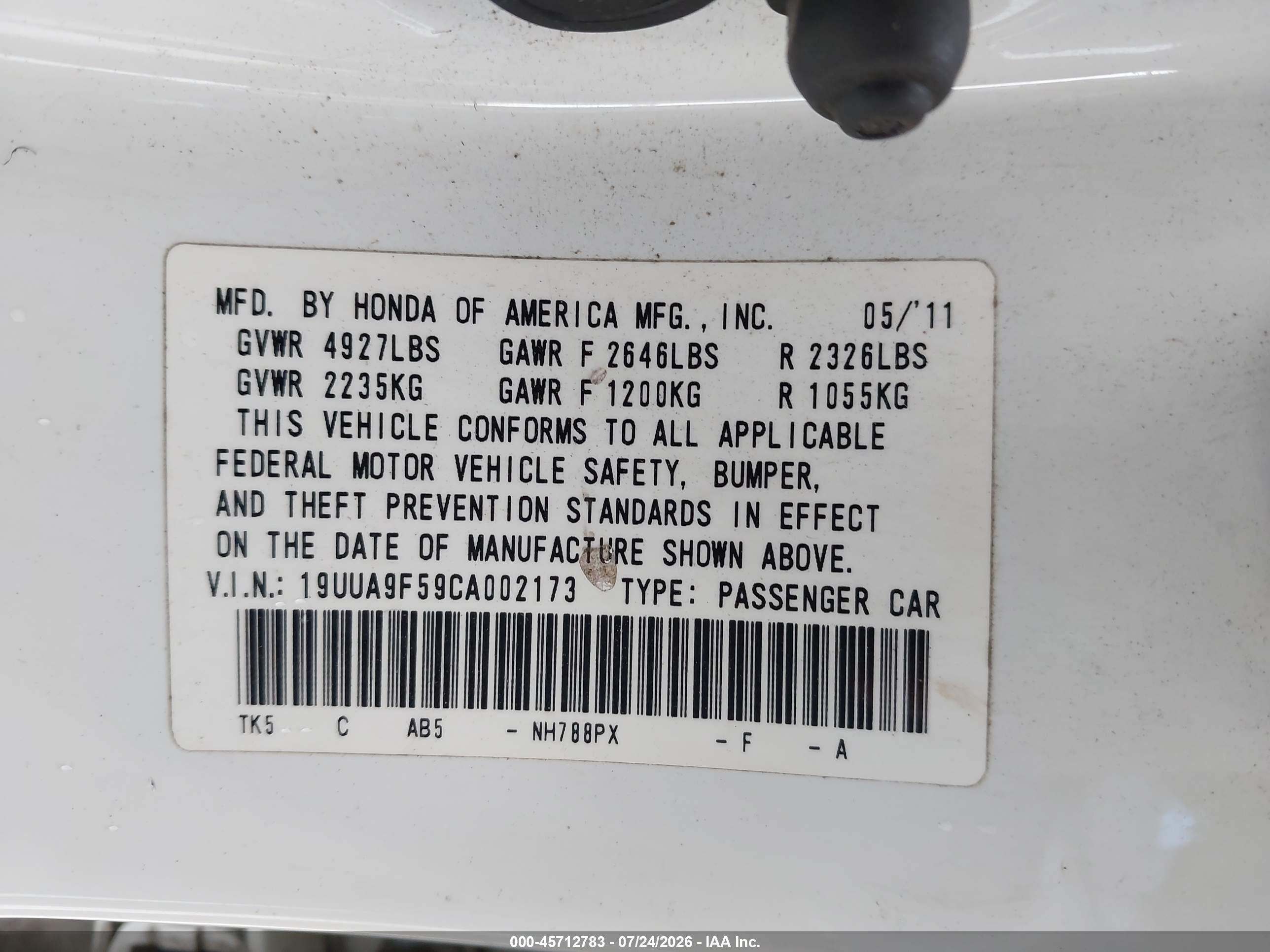 2012 Acura Tl 3.7 White vin: 19UUA9F59CA002173