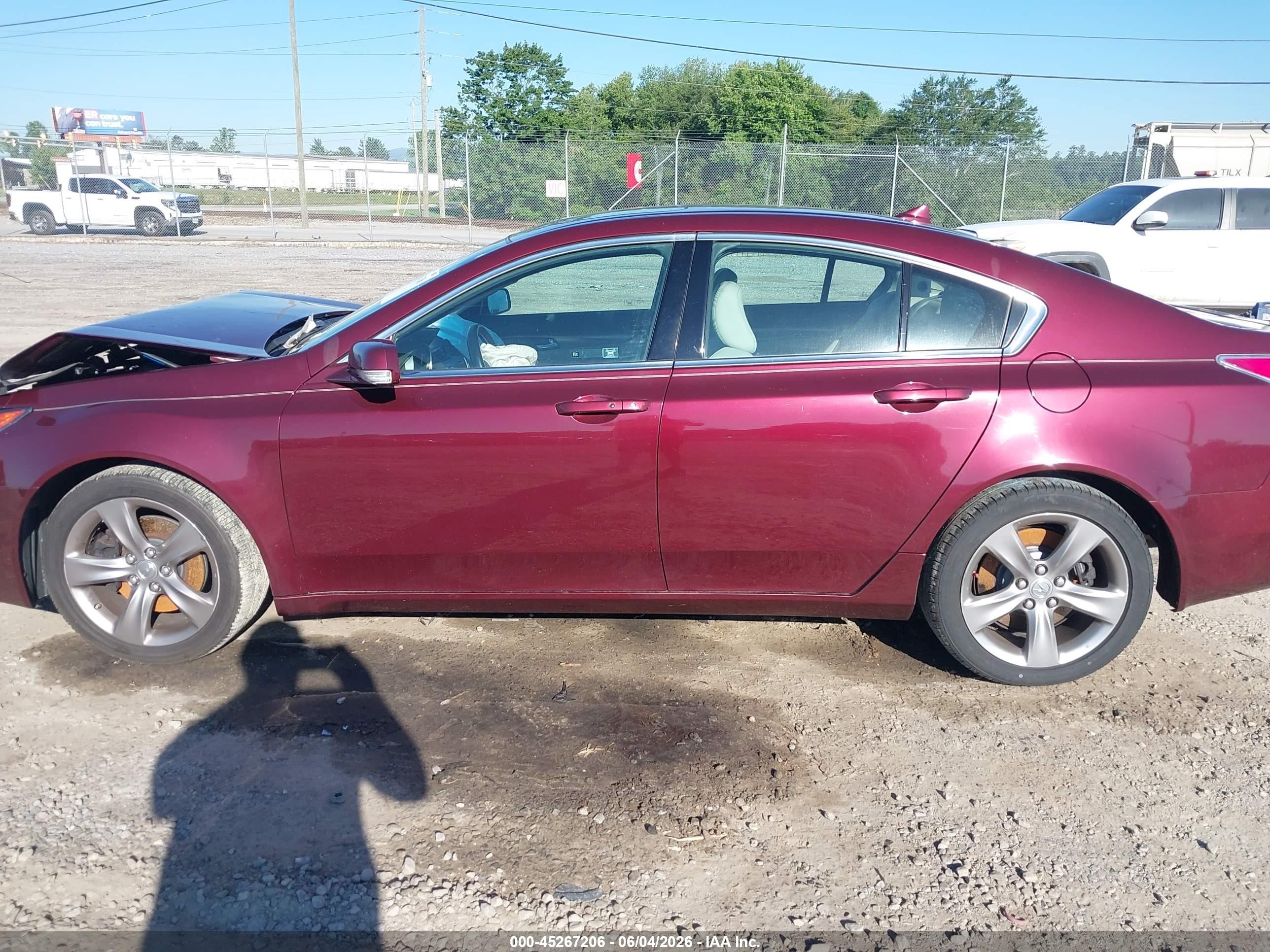 2012 Acura Tl 3.7 Burgundy vin: 19UUA9F5XCA005244