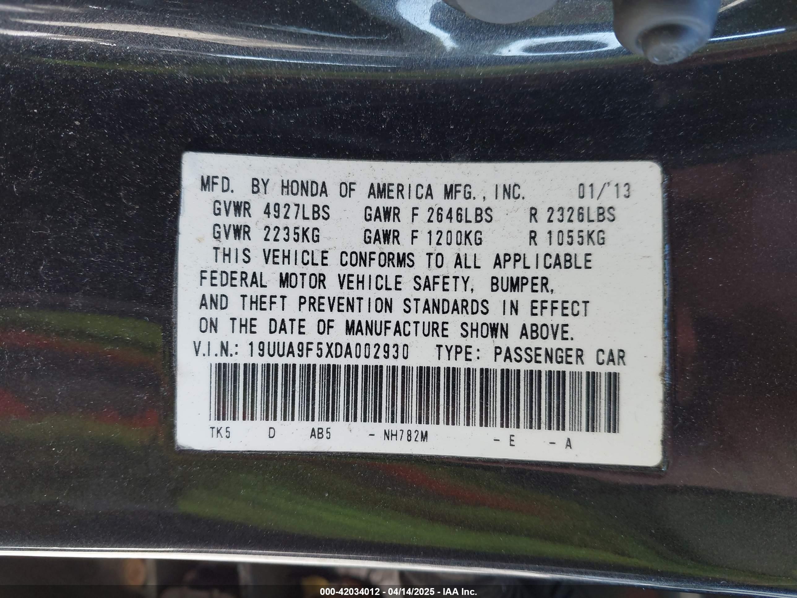 2013 Acura Tl 3.7 Серый vin: 19UUA9F5XDA002930