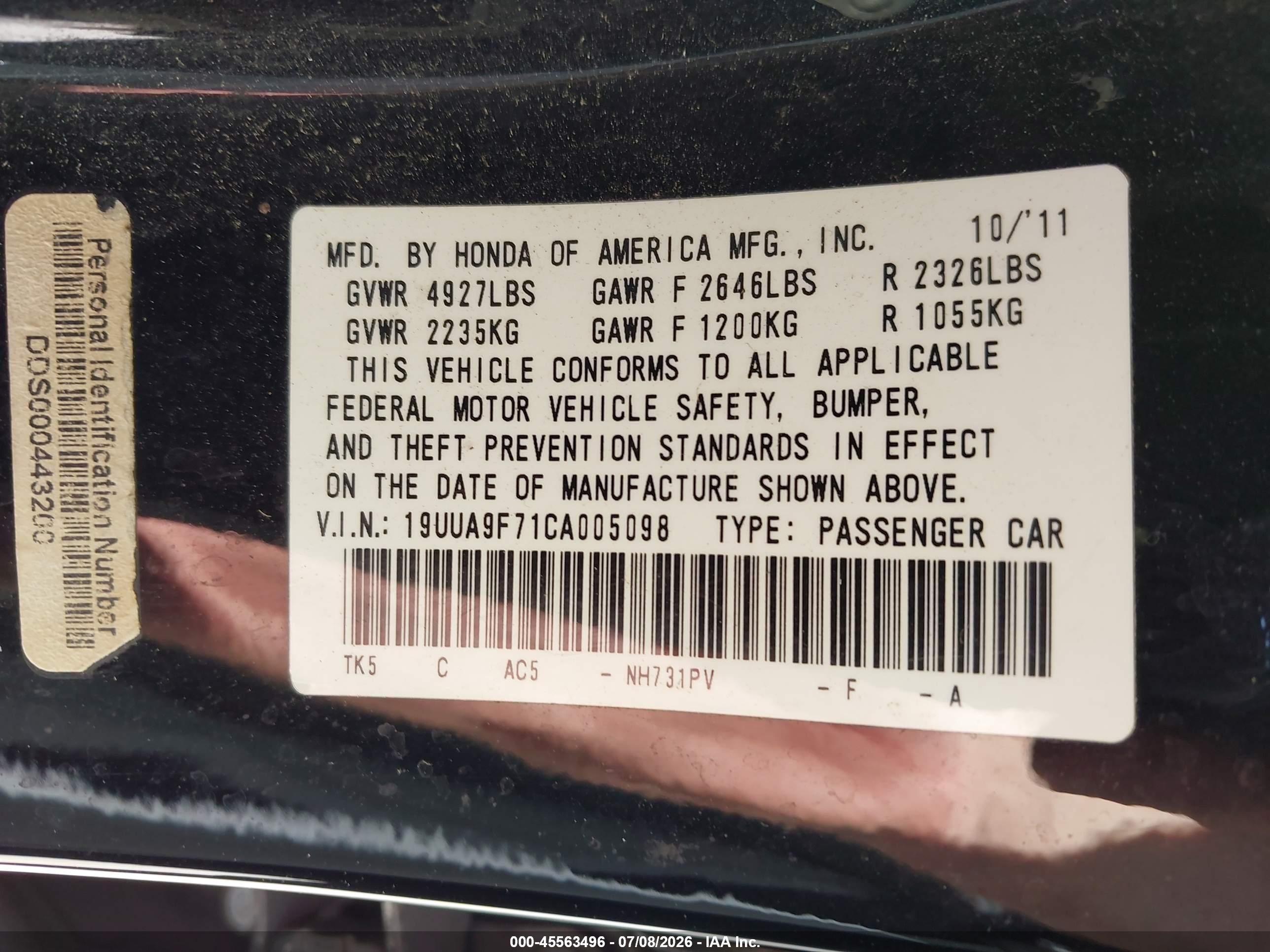 2012 Acura Tl 3.7 Black vin: 19UUA9F71CA005098