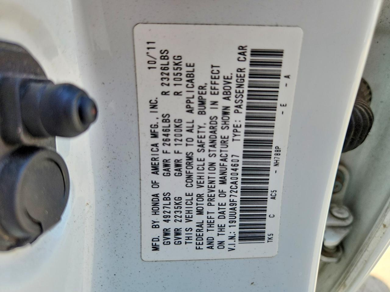 2012 Acura Tl White vin: 19UUA9F72CA004607