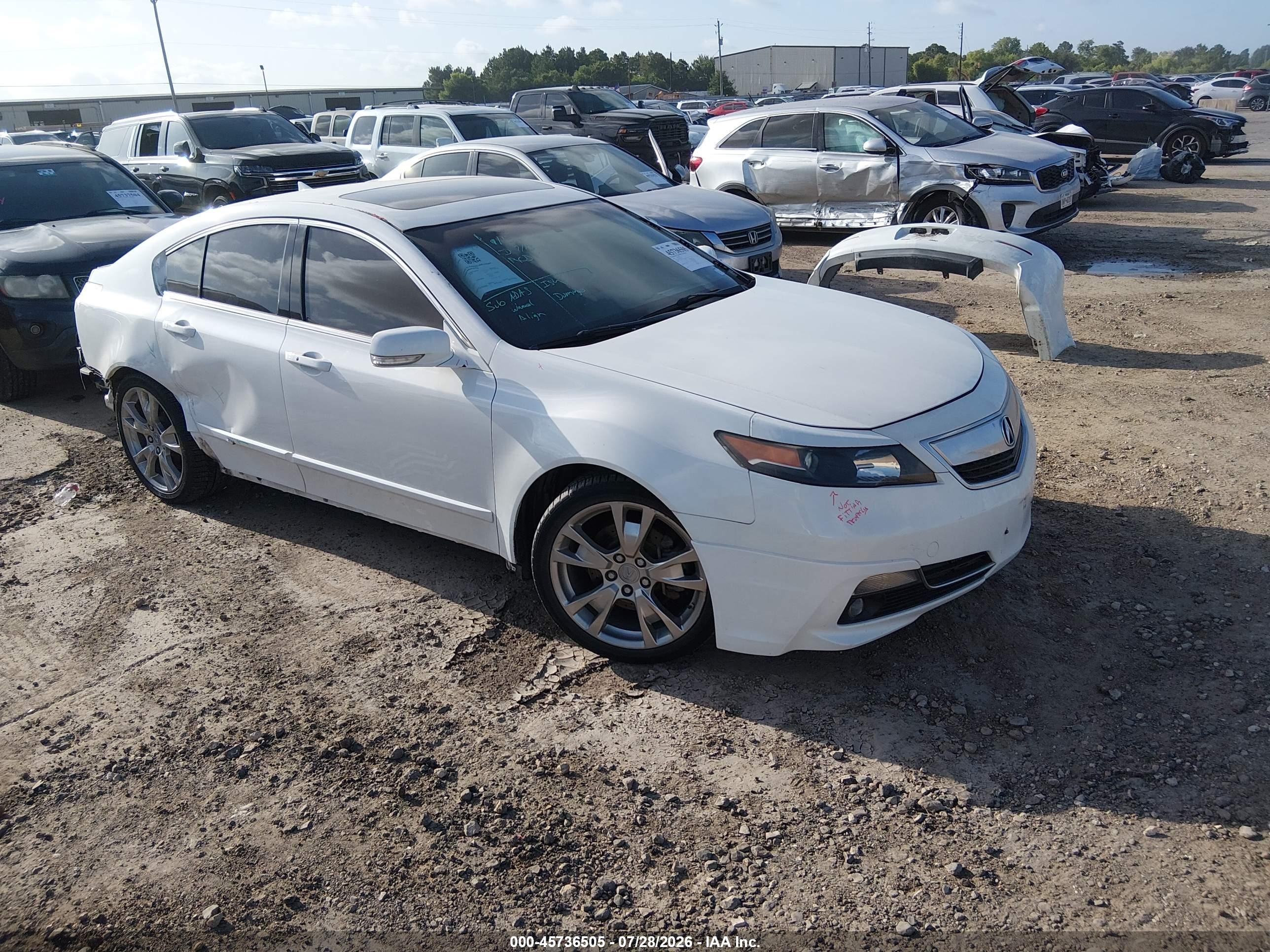 2012 Acura Tl 3.7 White vin: 19UUA9F74CA002020