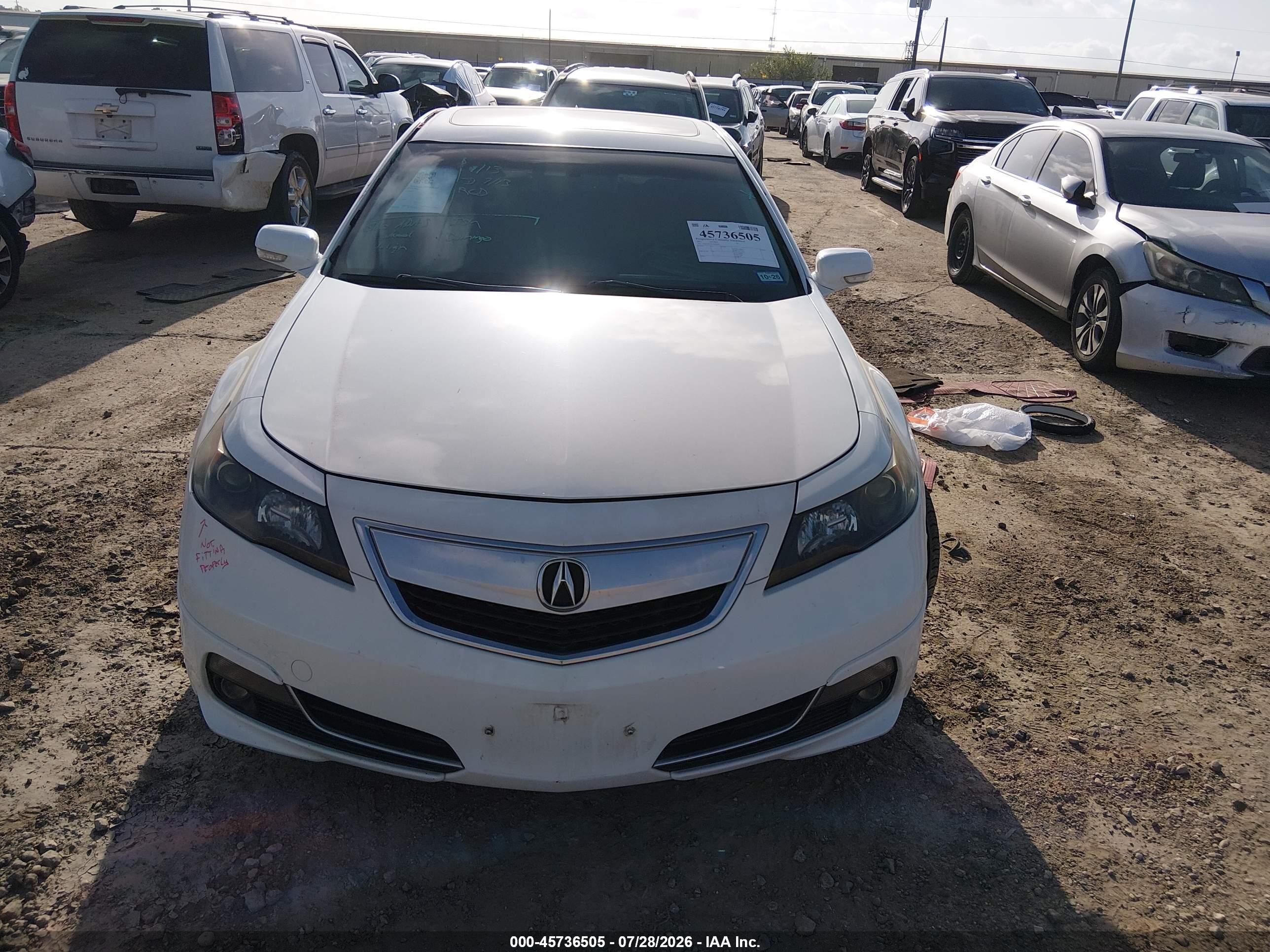 2012 Acura Tl 3.7 White vin: 19UUA9F74CA002020