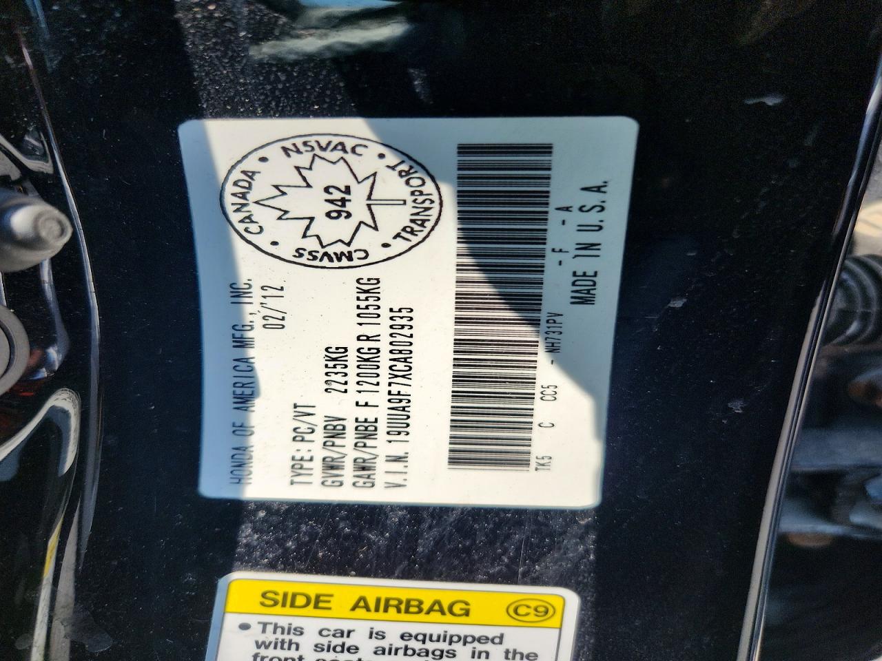 2012 Acura Tl Black vin: 19UUA9F7XCA802935