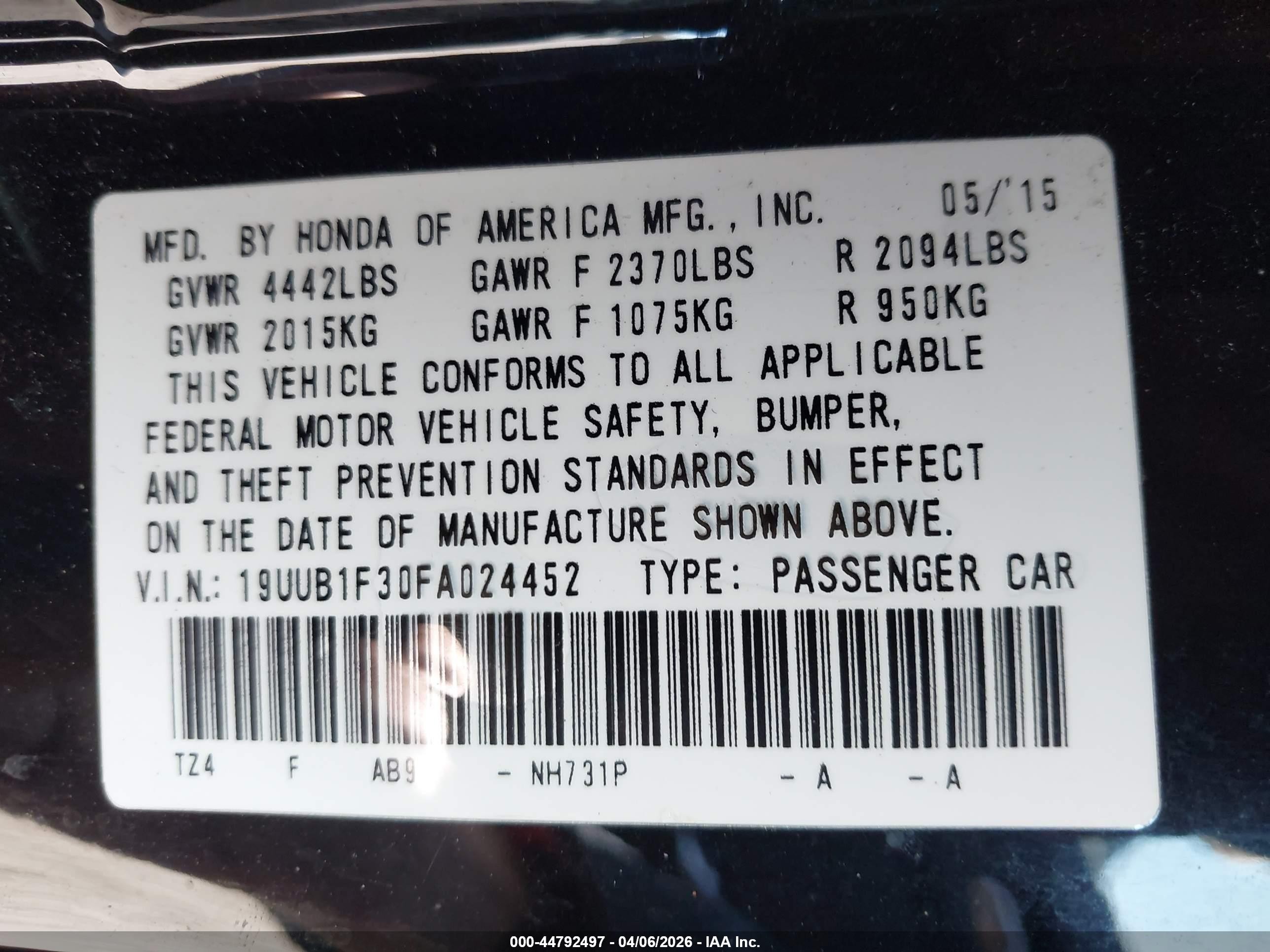 2015 Acura Tlx   Black vin: 19UUB1F30FA024452