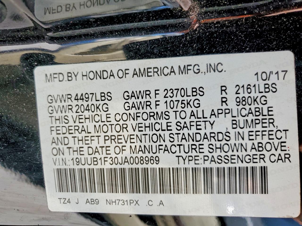2018 Acura Tlx Black vin: 19UUB1F30JA008969