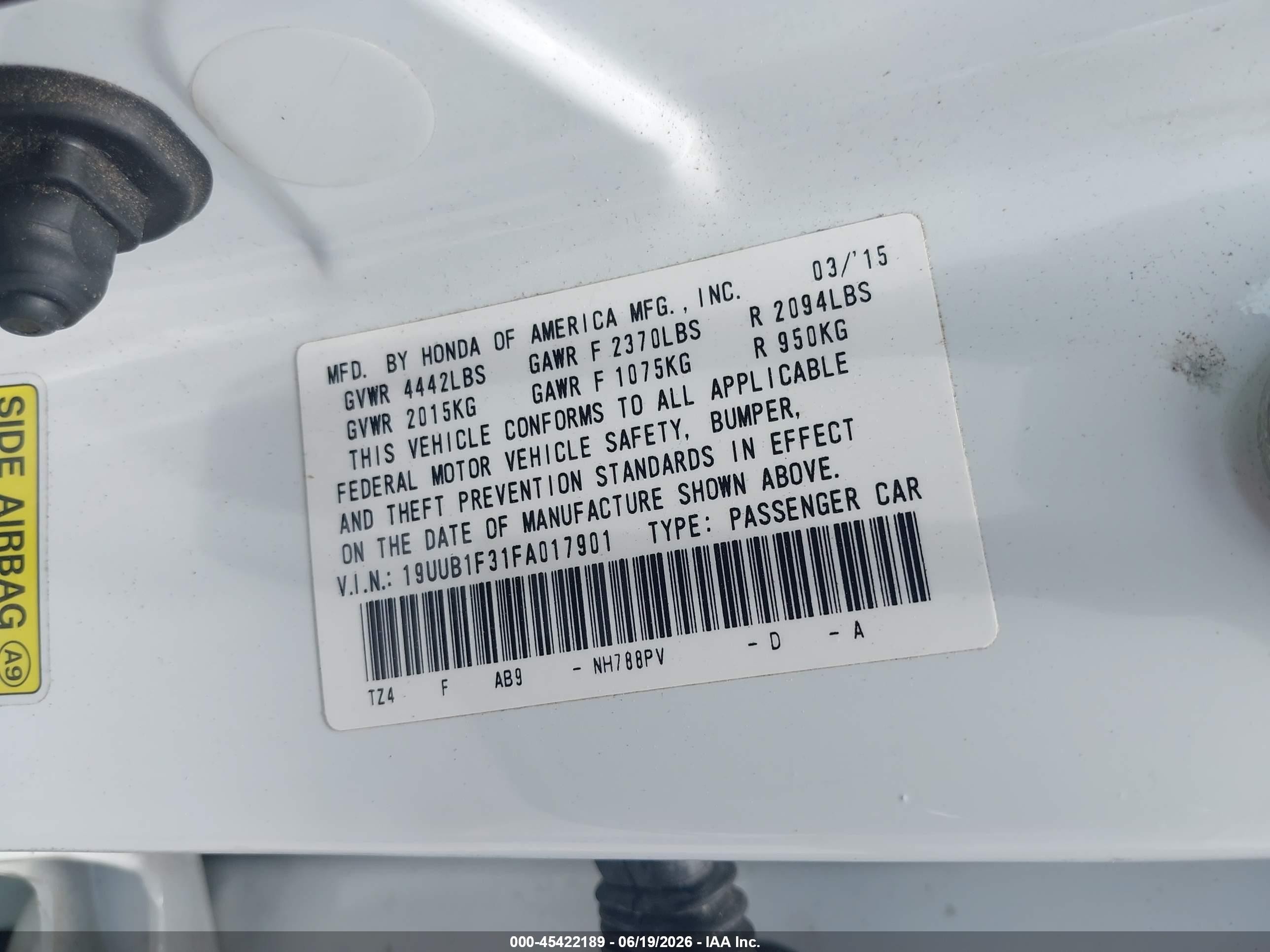 2015 Acura Tlx   White vin: 19UUB1F31FA017901