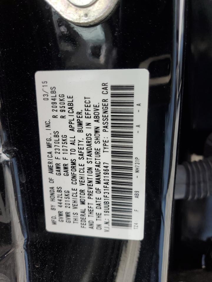 2015 Acura Tlx Black vin: 19UUB1F31FA019647