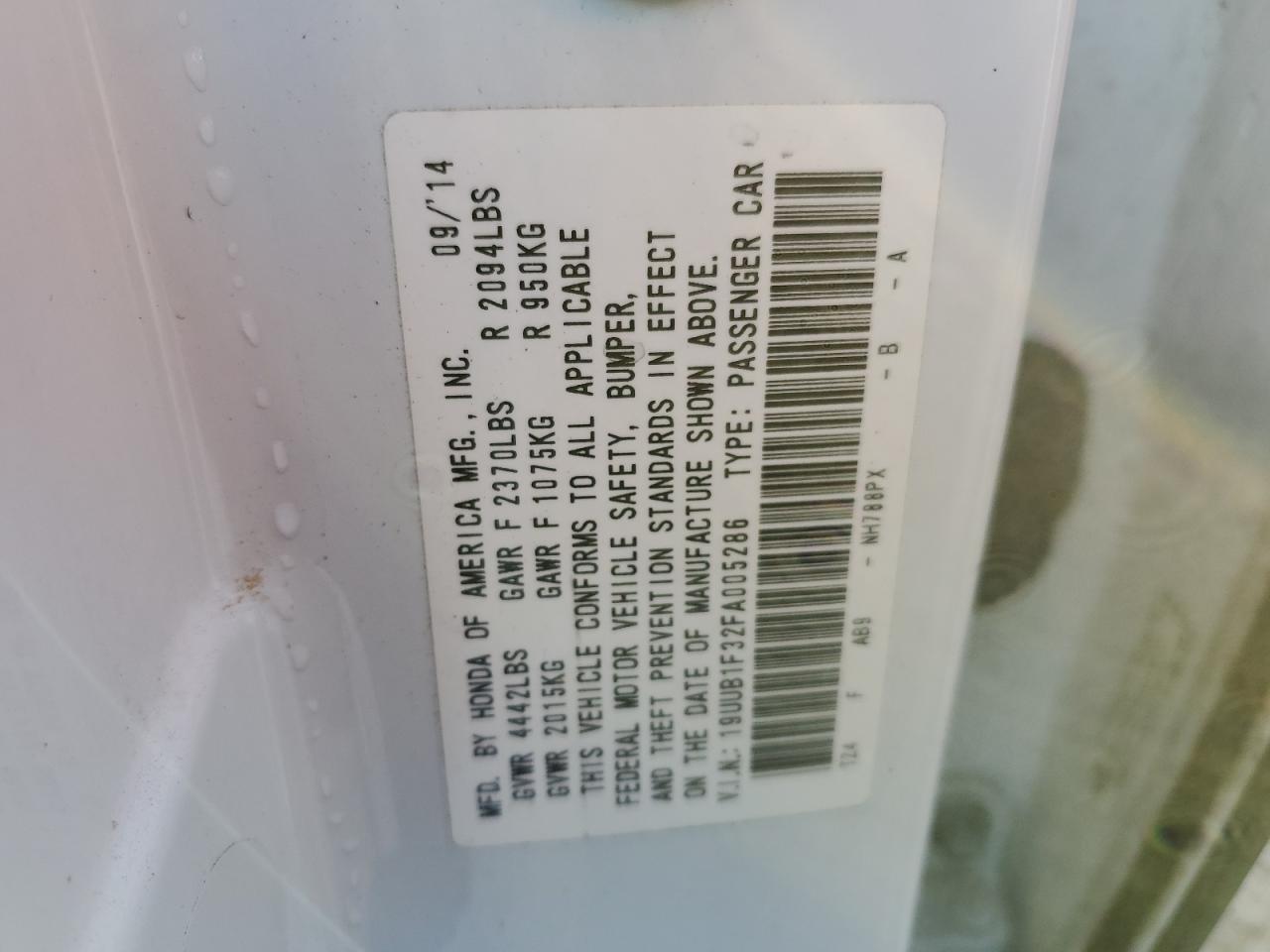 2015 Acura Tlx White vin: 19UUB1F32FA005286