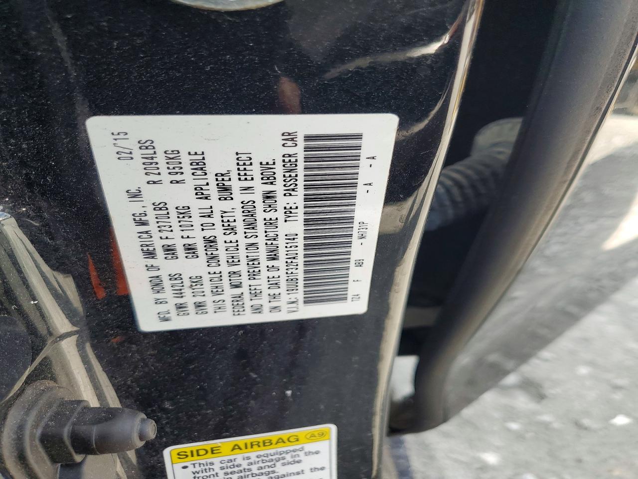 2015 Acura Tlx Black vin: 19UUB1F32FA015140