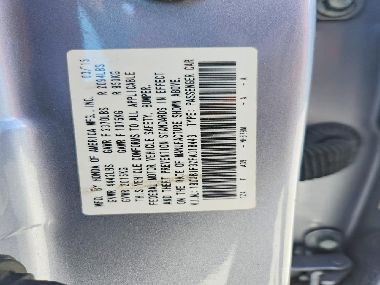 2015 Acura Tlx Silver vin: 19UUB1F32FA018443