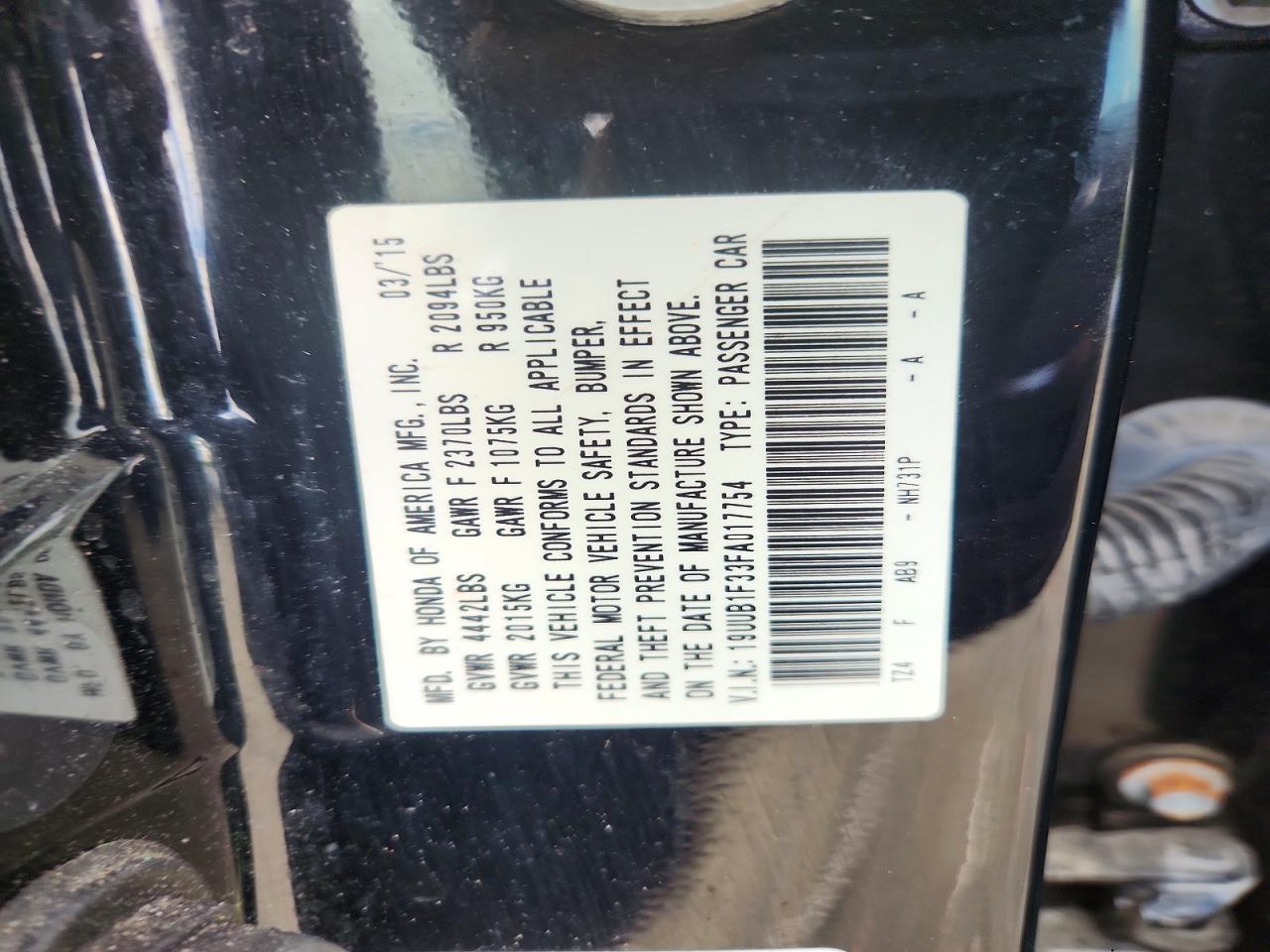 2015 Acura Tlx Черный vin: 19UUB1F33FA017754