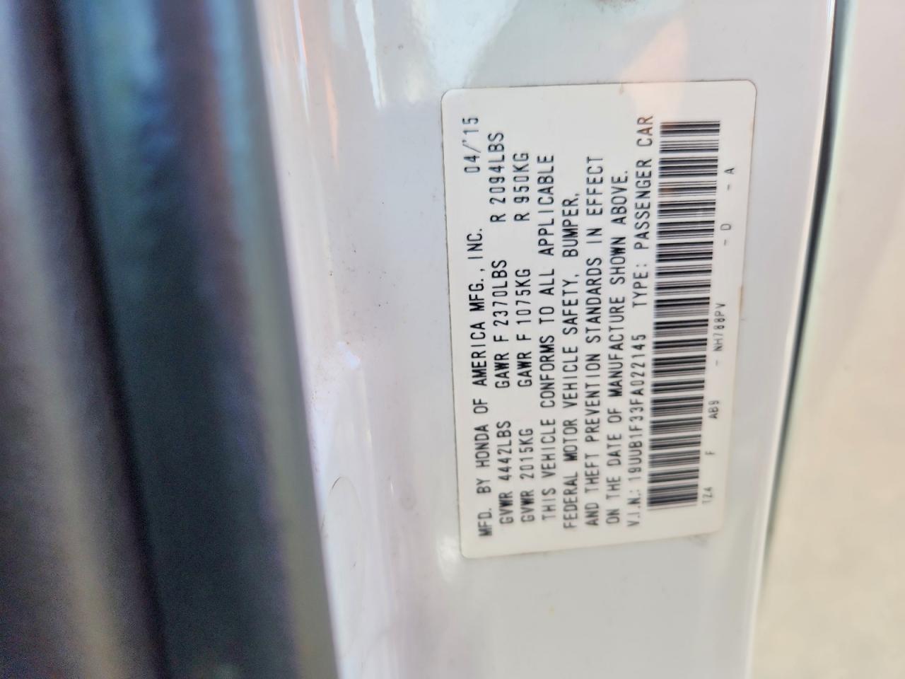 2015 Acura Tlx White vin: 19UUB1F33FA022145