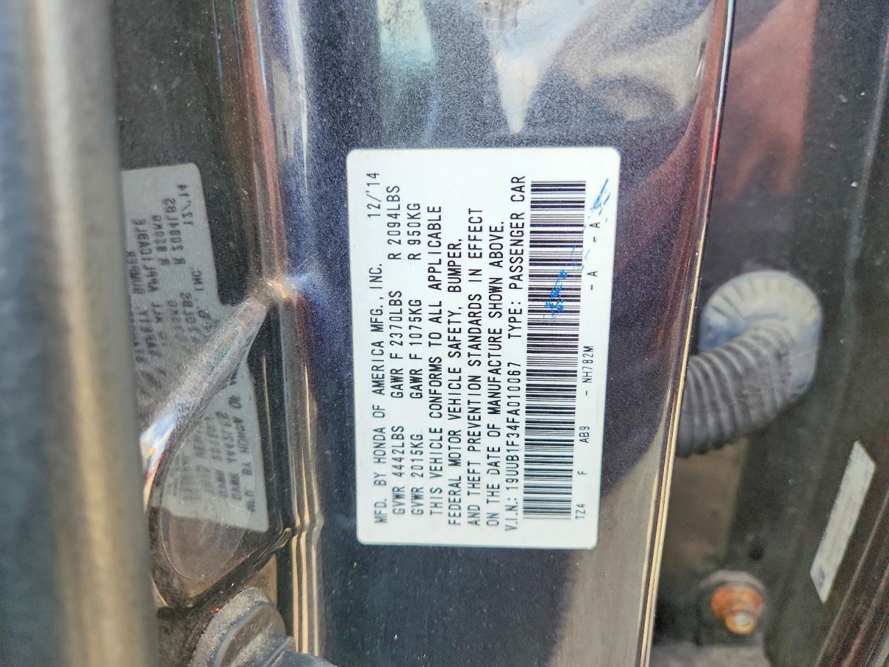 2015 Acura Tlx Gray vin: 19UUB1F34FA010067