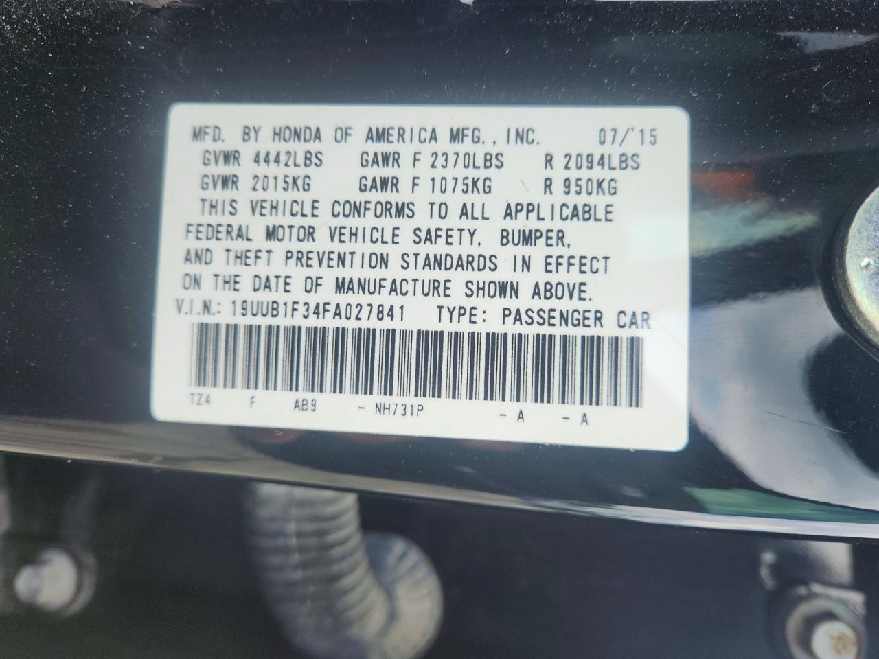 2015 Acura Tlx Black vin: 19UUB1F34FA027841