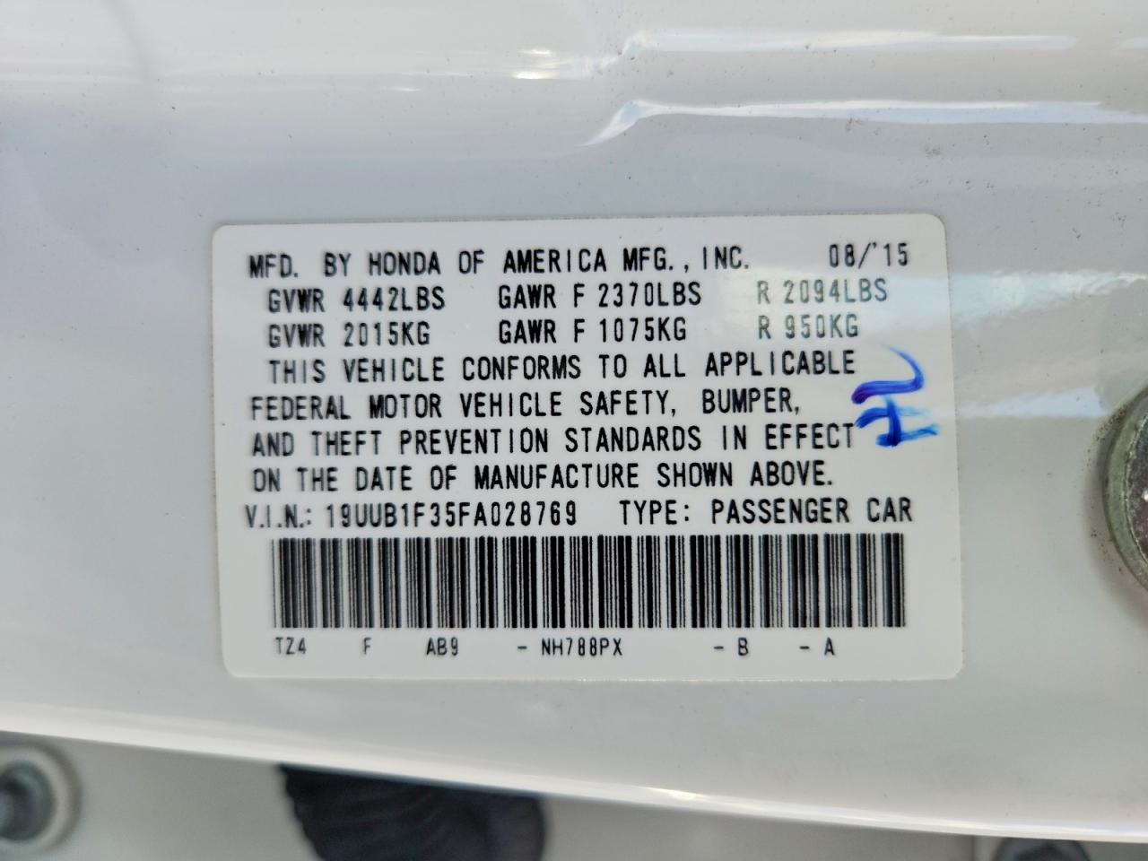 2015 Acura Tlx White vin: 19UUB1F35FA028769