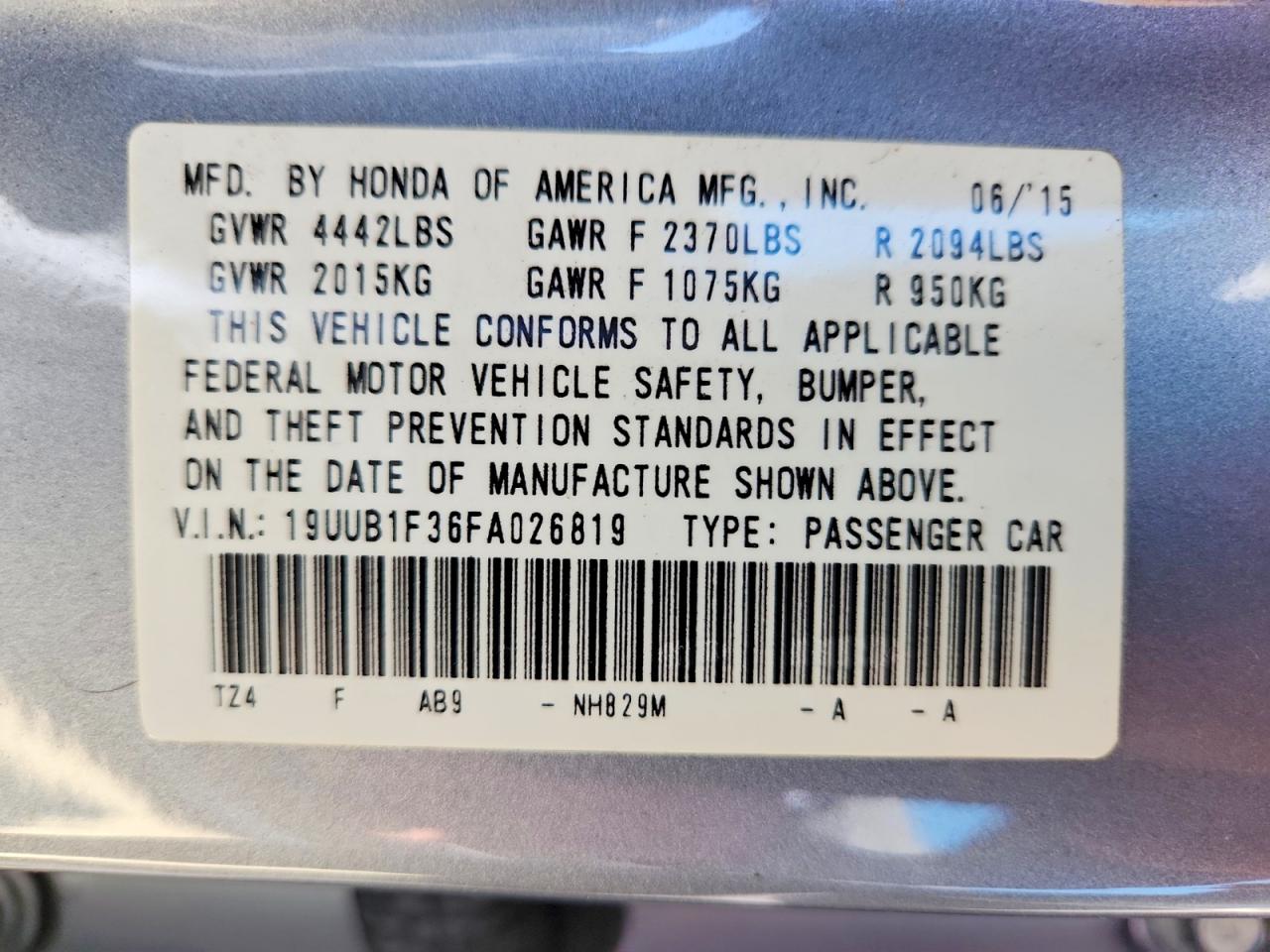2015 Acura Tlx Silver vin: 19UUB1F36FA026819