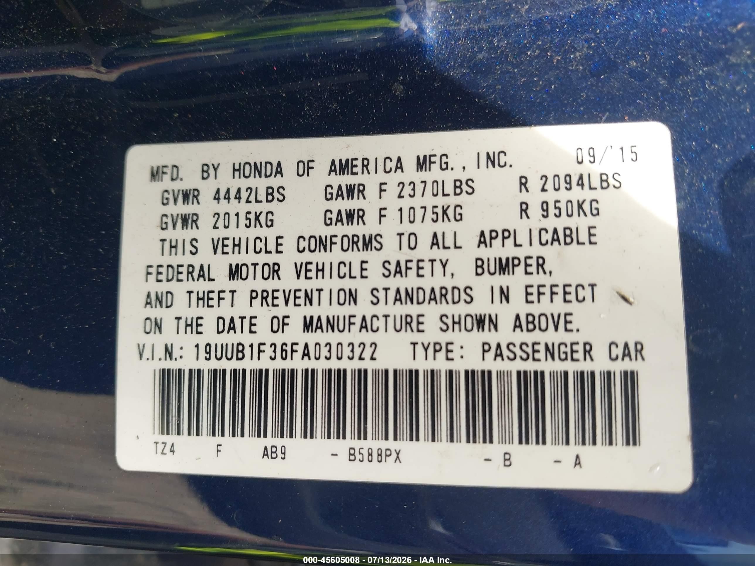2015 Acura Tlx   Blue vin: 19UUB1F36FA030322