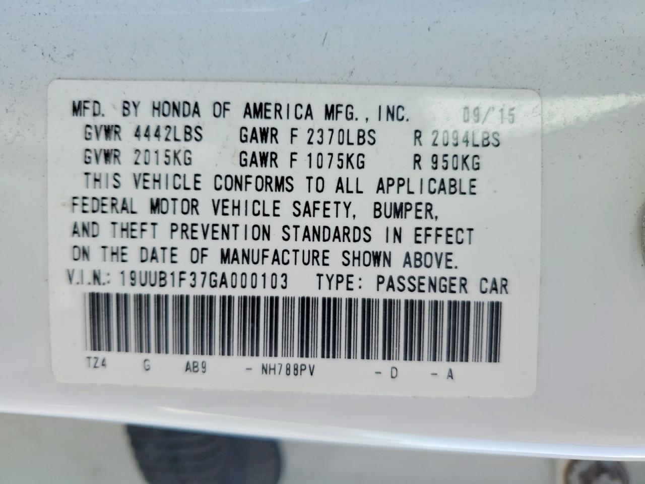 2016 Acura Tlx White vin: 19UUB1F37GA000103