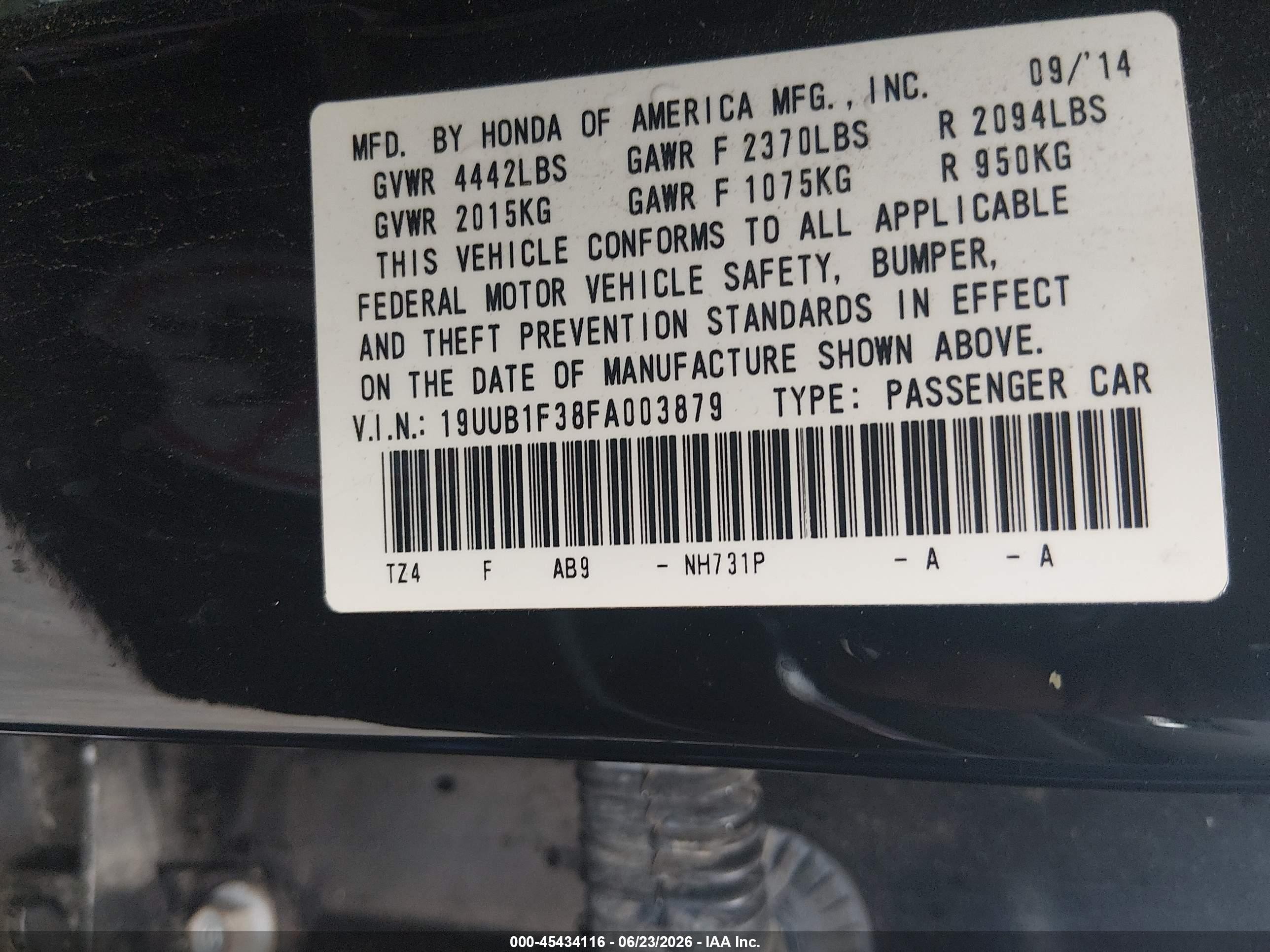 2015 Acura Tlx   Black vin: 19UUB1F38FA003879