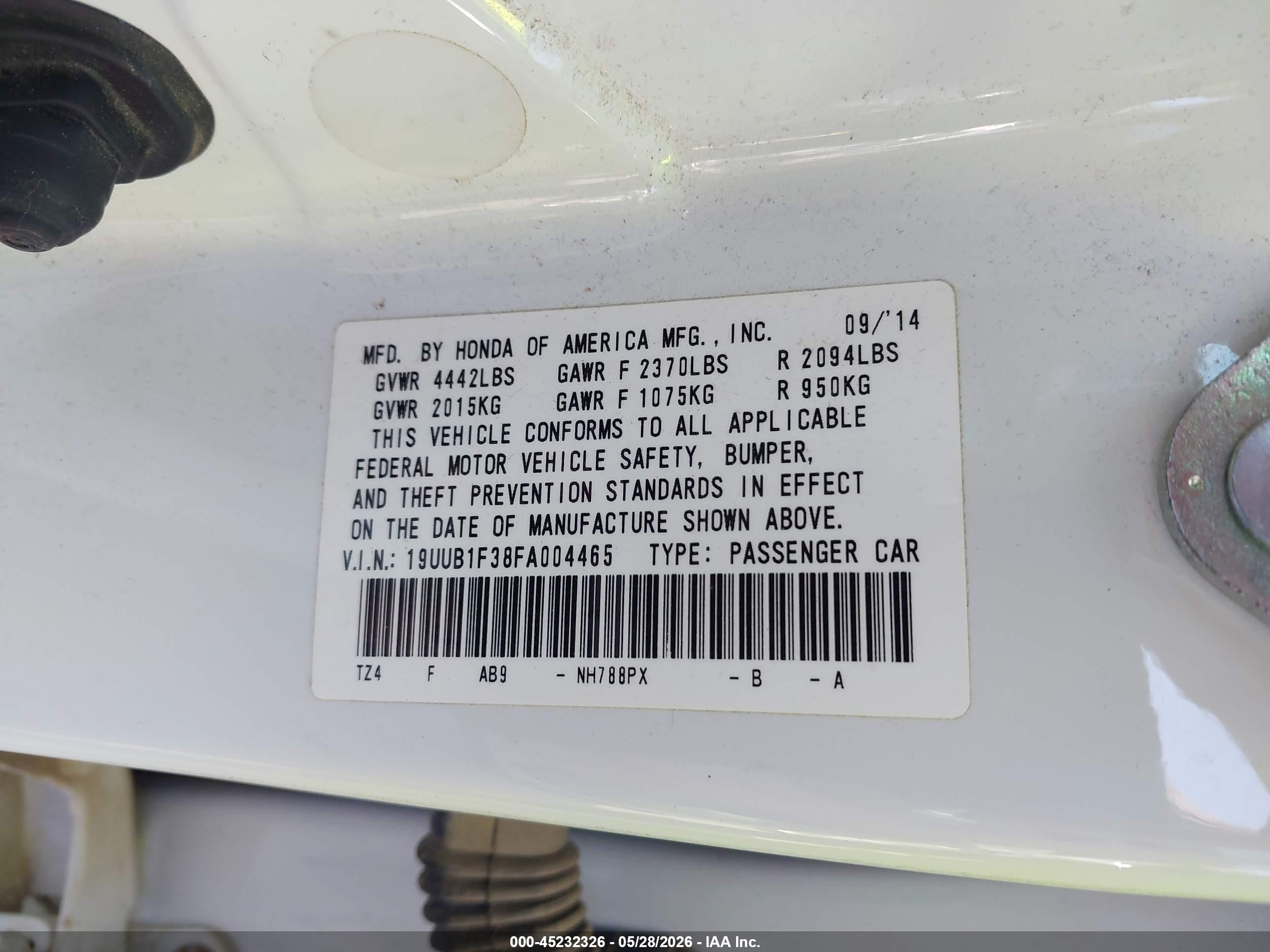 2015 Acura Tlx   White vin: 19UUB1F38FA004465