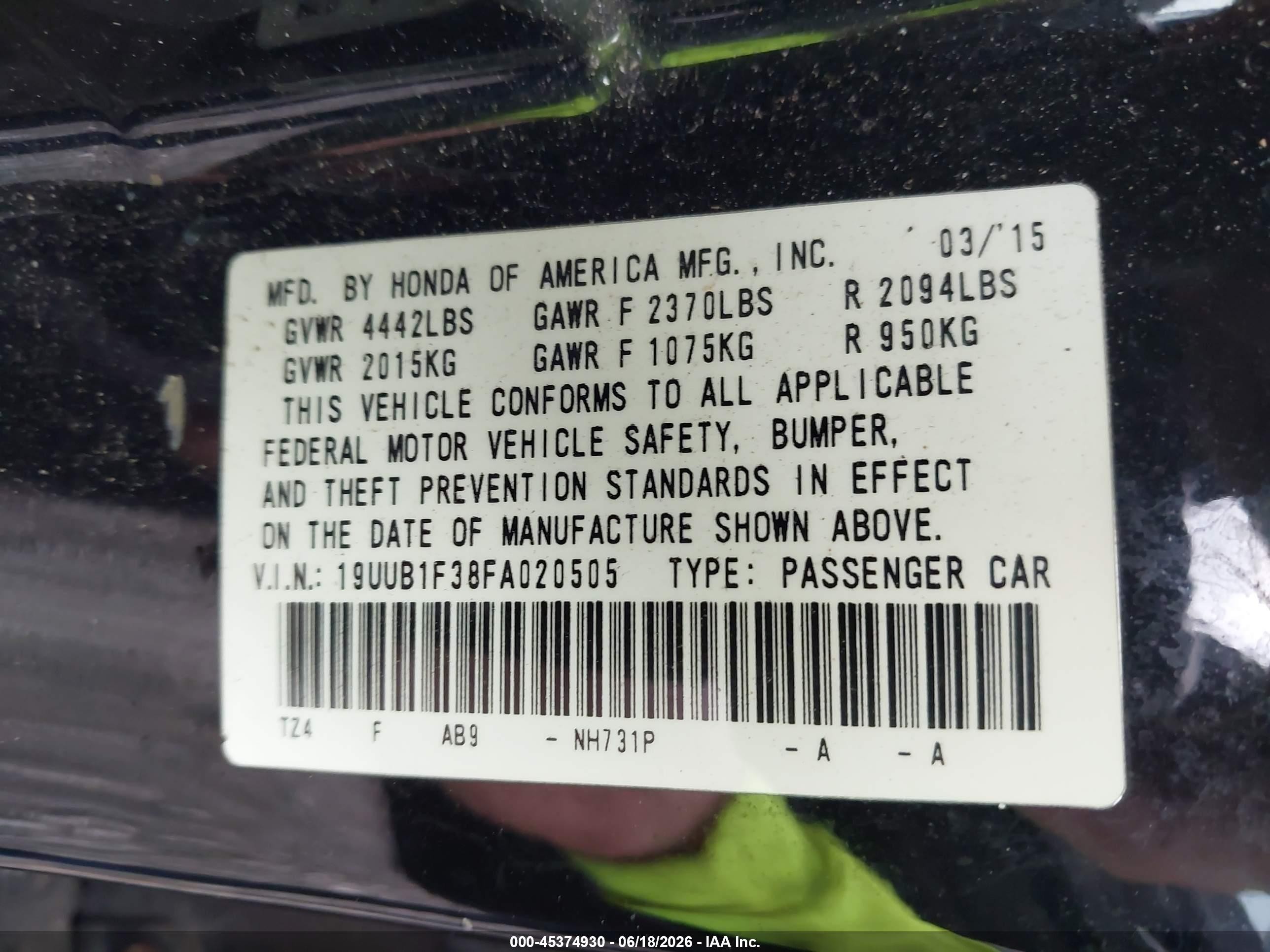 2015 Acura Tlx   Black vin: 19UUB1F38FA020505