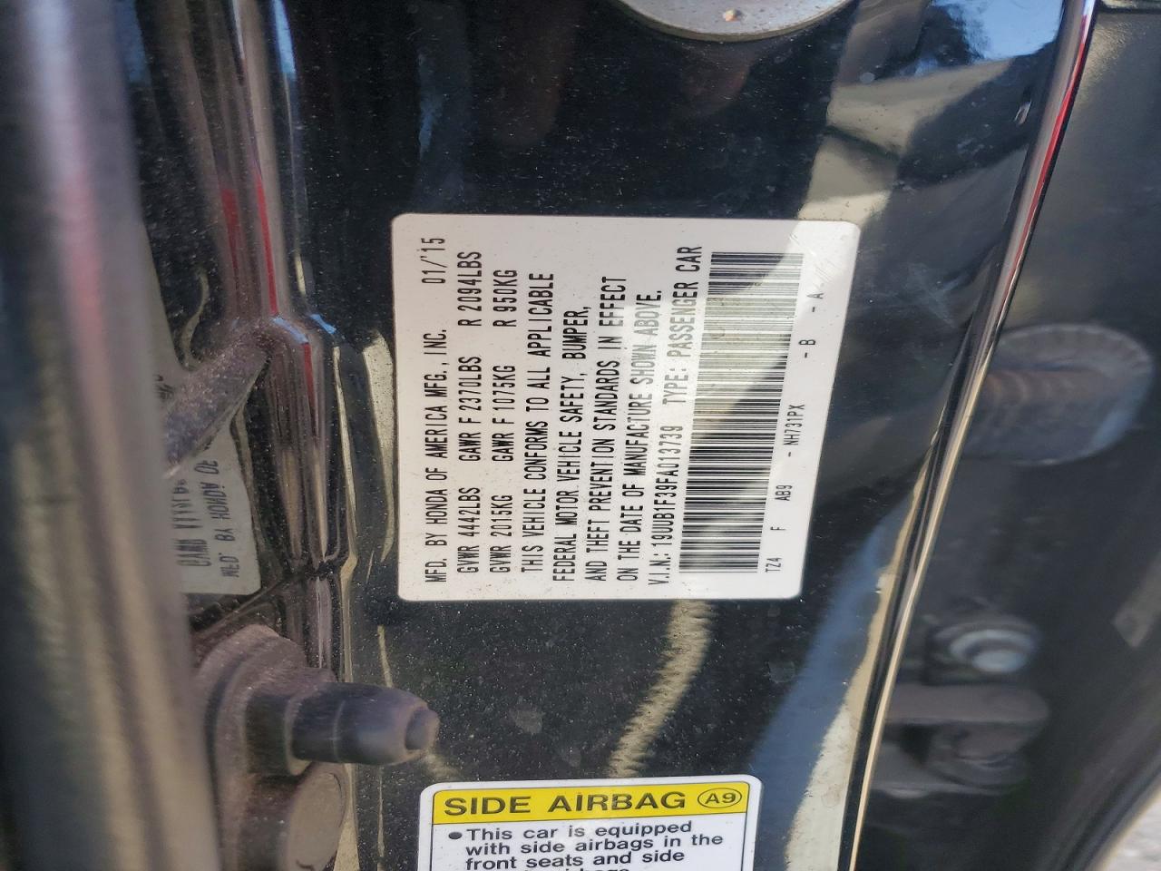 2015 Acura Tlx Black vin: 19UUB1F39FA013739