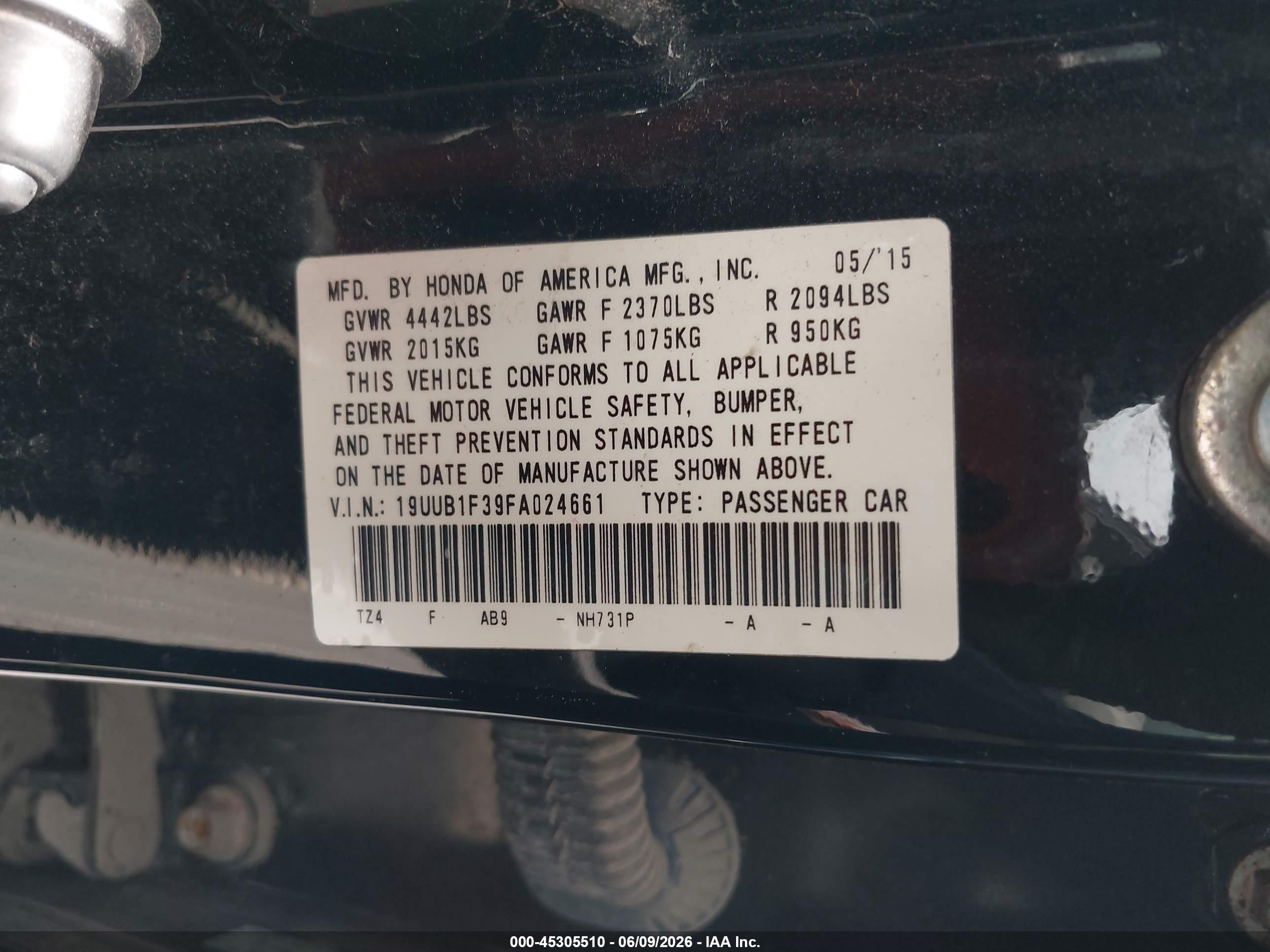 2015 Acura Tlx   Black vin: 19UUB1F39FA024661