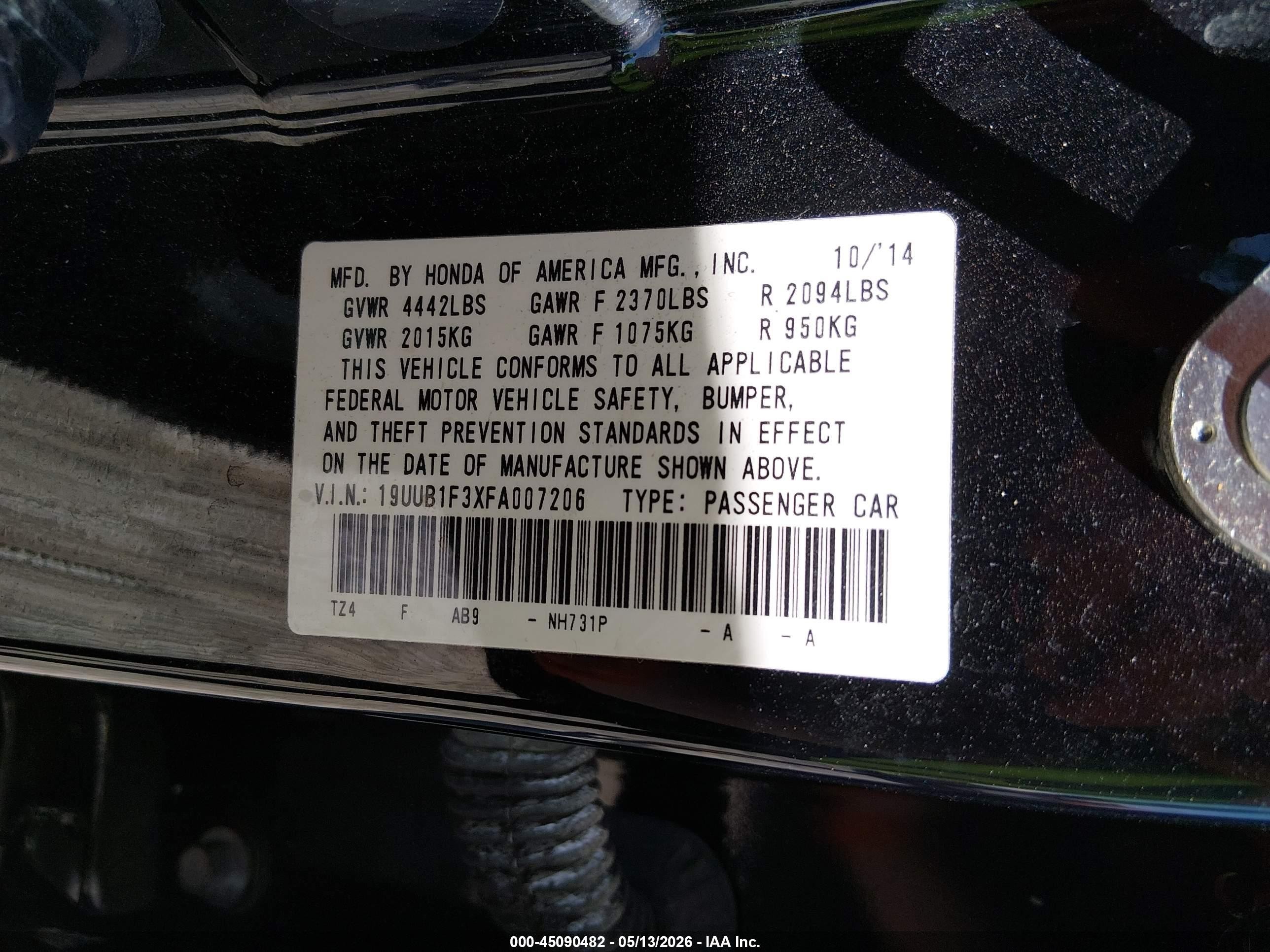 2015 Acura Tlx   Black vin: 19UUB1F3XFA007206