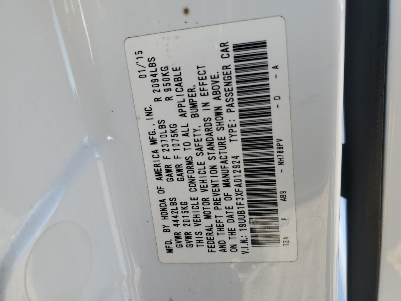 2015 Acura Tlx Белый vin: 19UUB1F3XFA012924