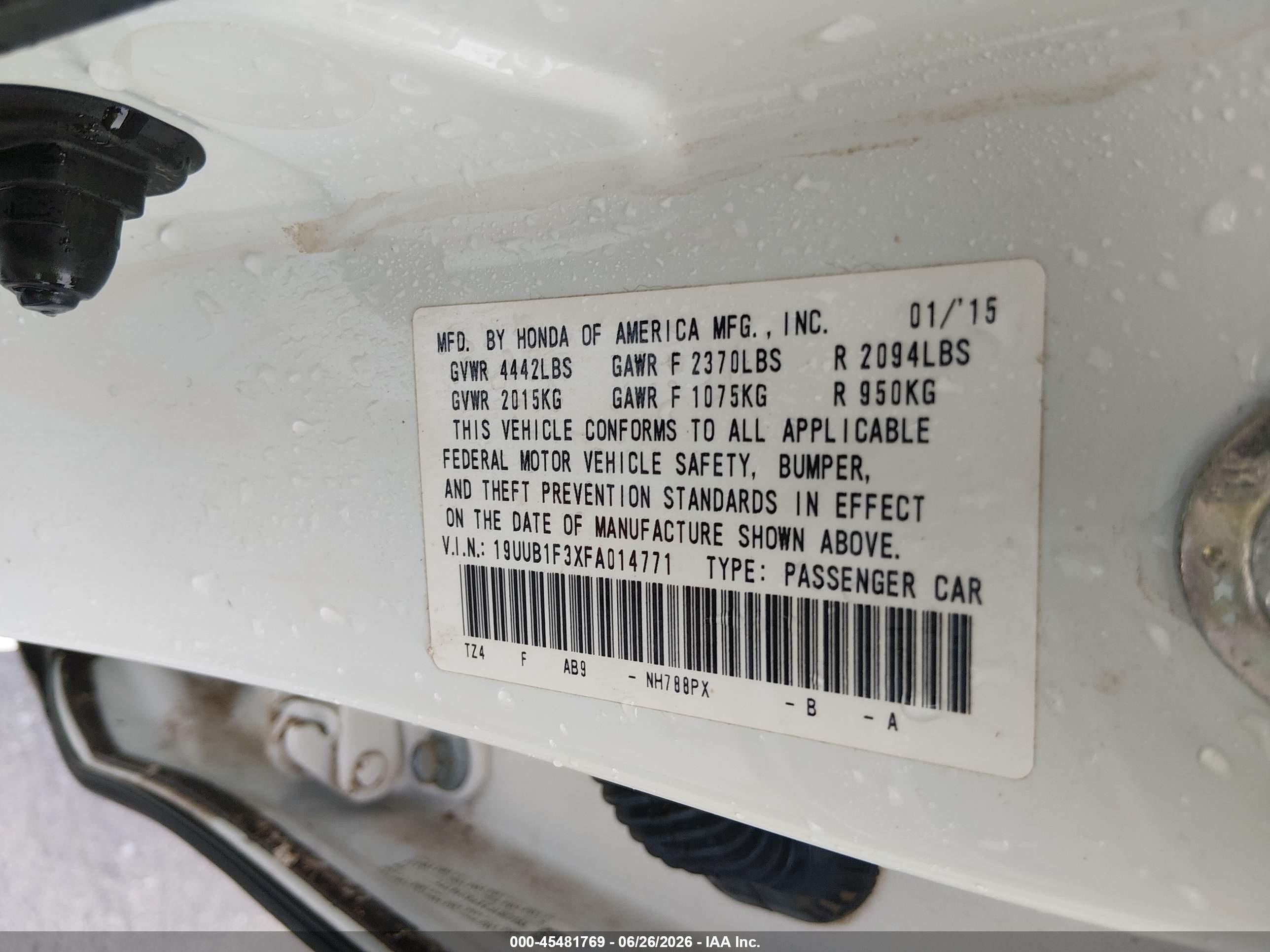 2015 Acura Tlx   White vin: 19UUB1F3XFA014771