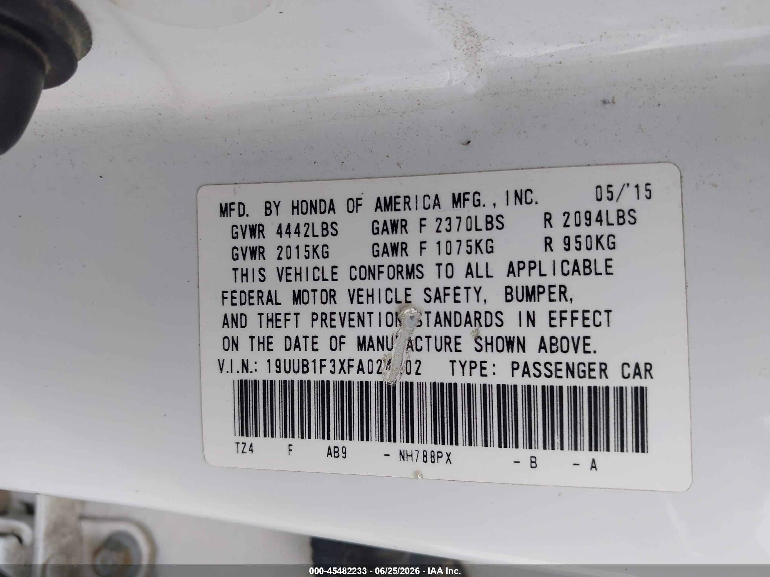 2015 Acura Tlx   Белый vin: 19UUB1F3XFA024202