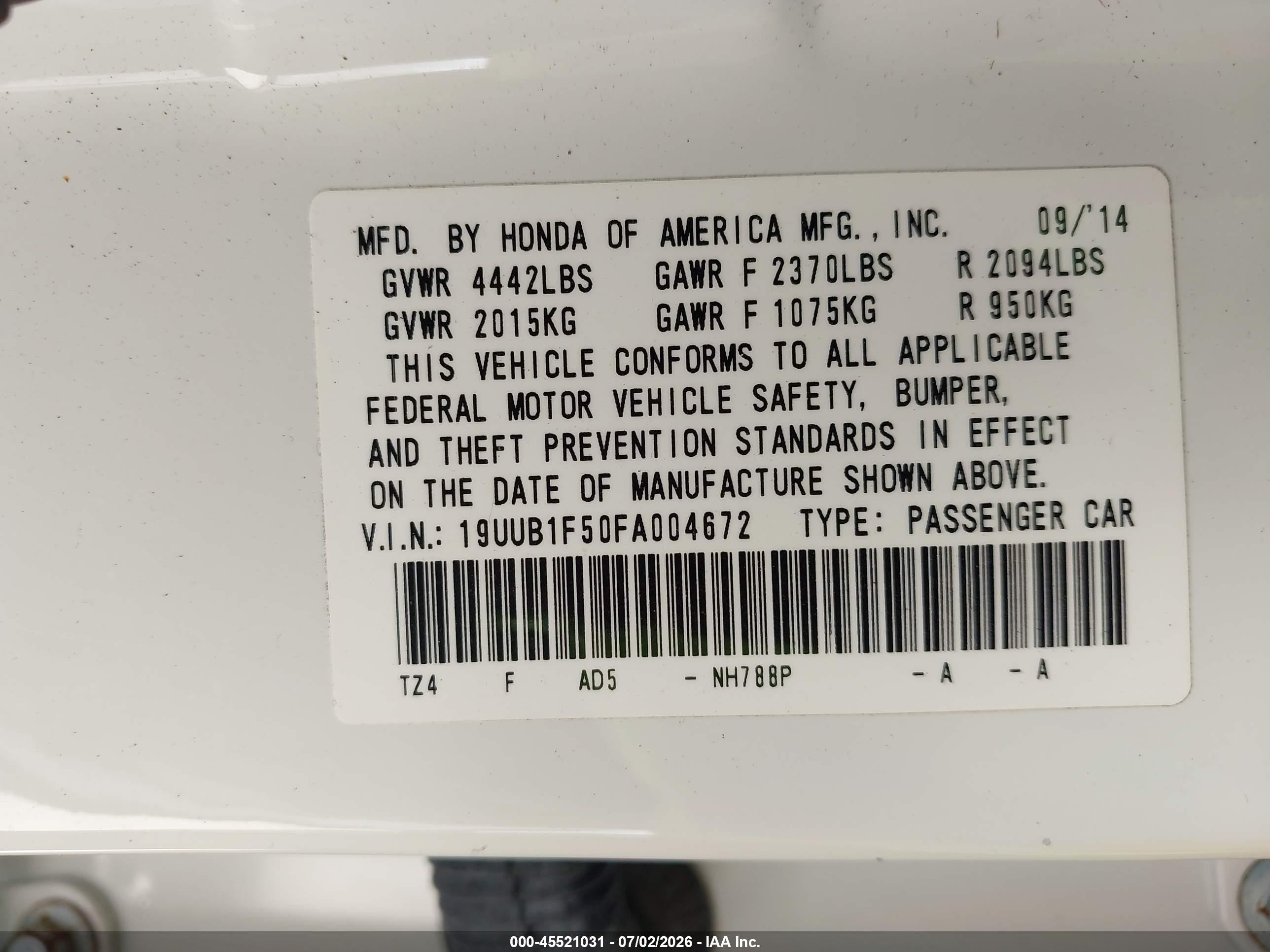 2015 Acura Tlx Tech White vin: 19UUB1F50FA004672