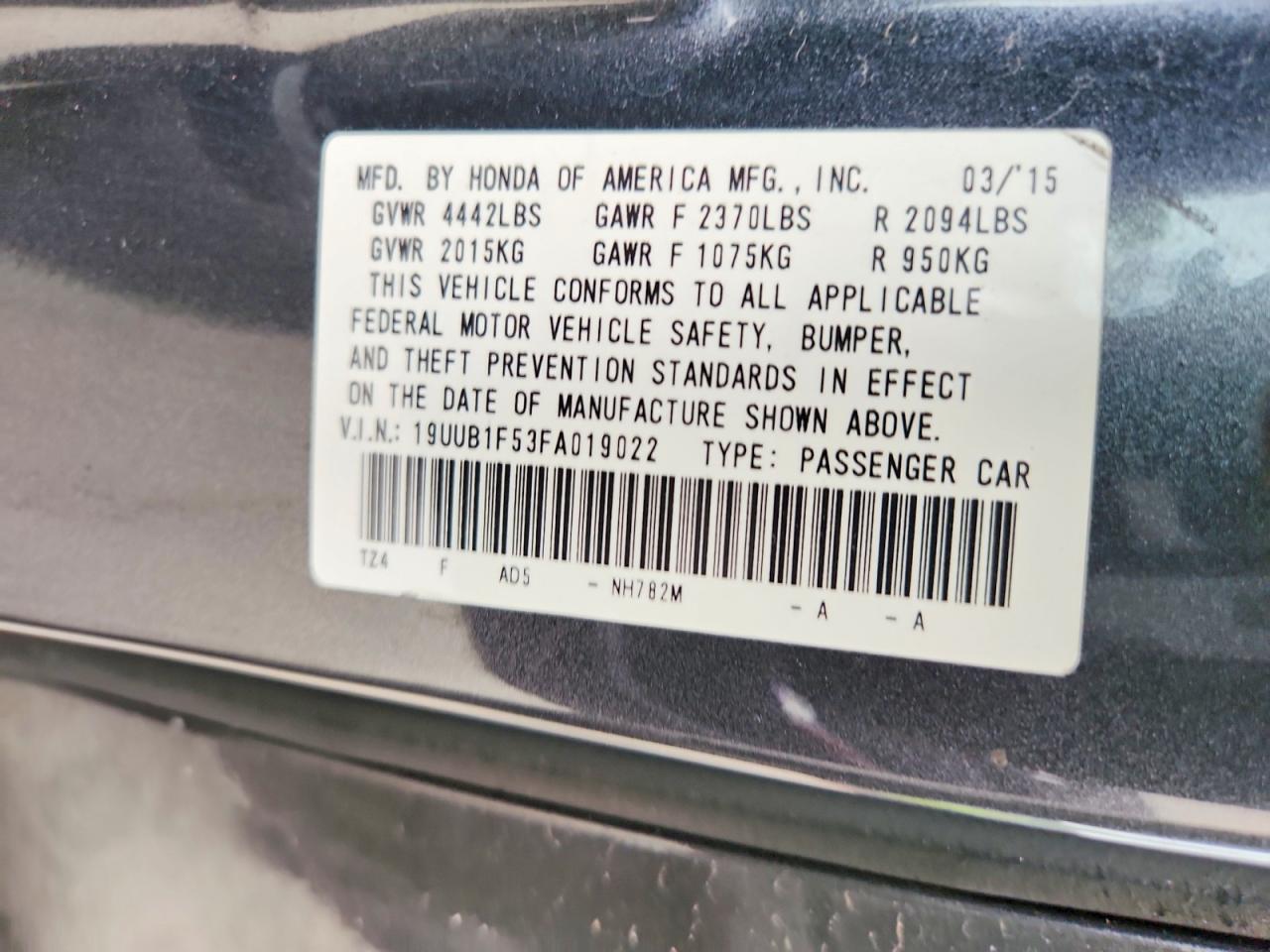 2015 Acura Tlx Tech Gray vin: 19UUB1F53FA019022