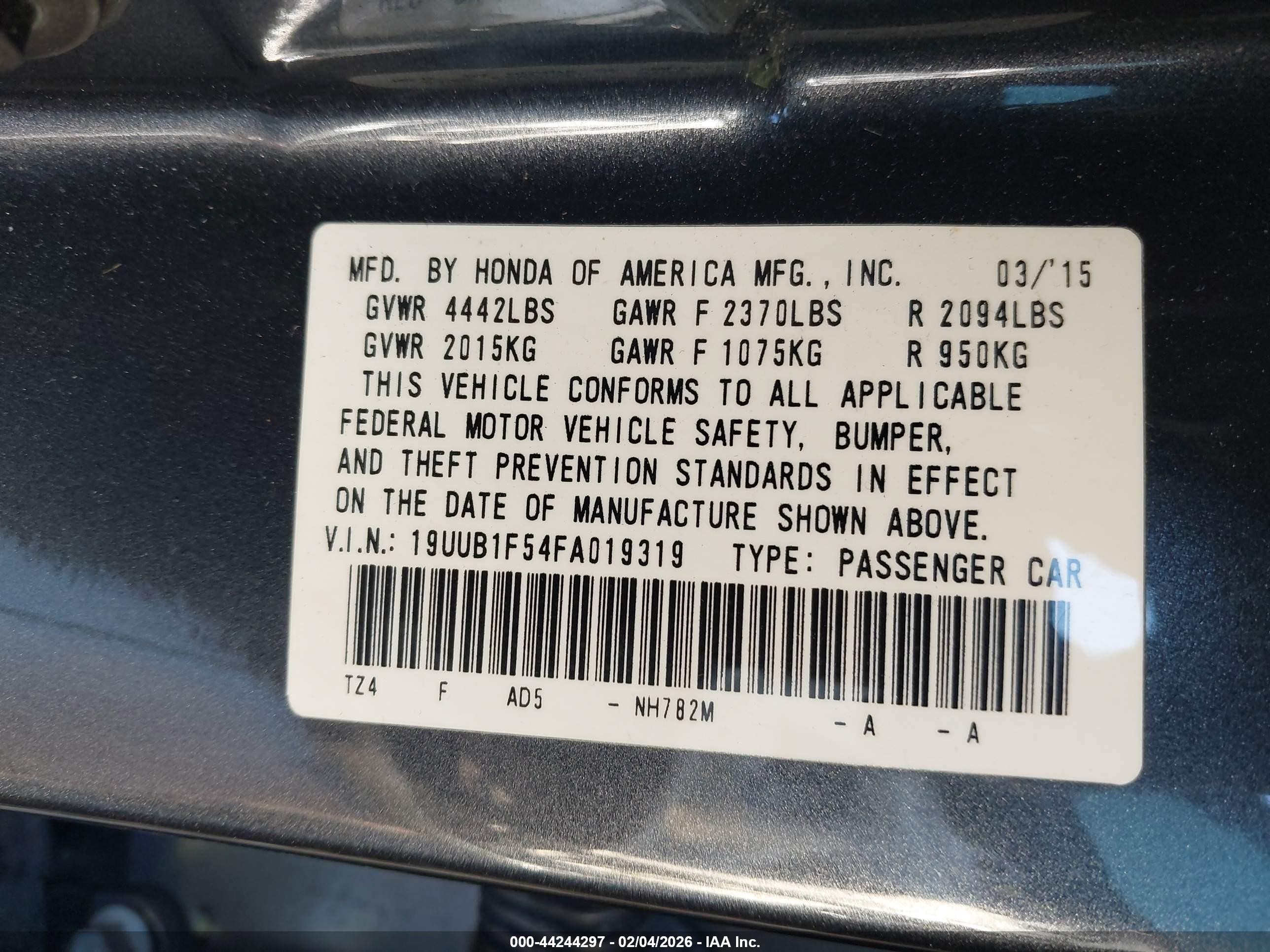 2015 Acura Tlx Tech Gray vin: 19UUB1F54FA019319