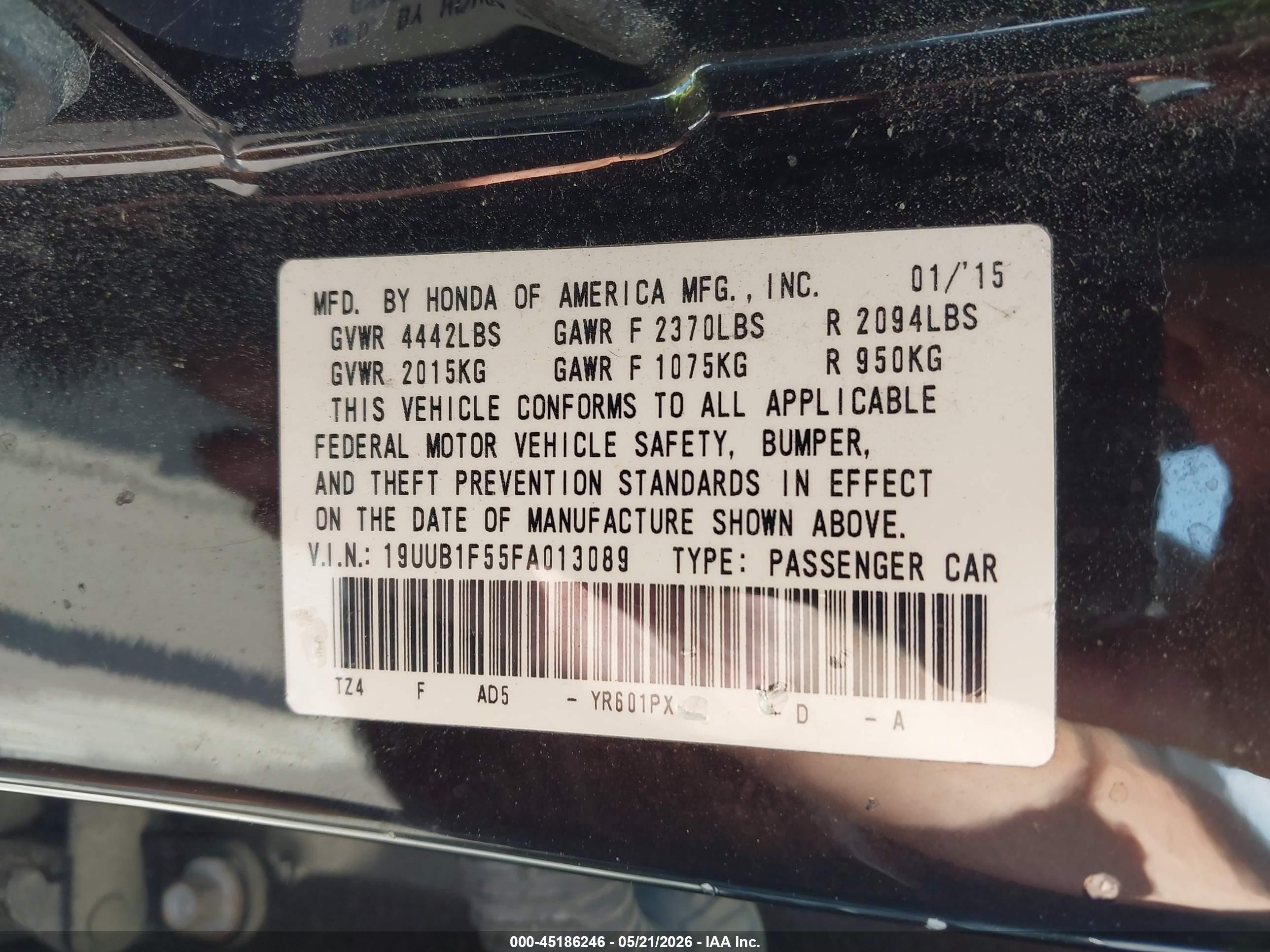 2015 Acura Tlx Tech Black vin: 19UUB1F55FA013089