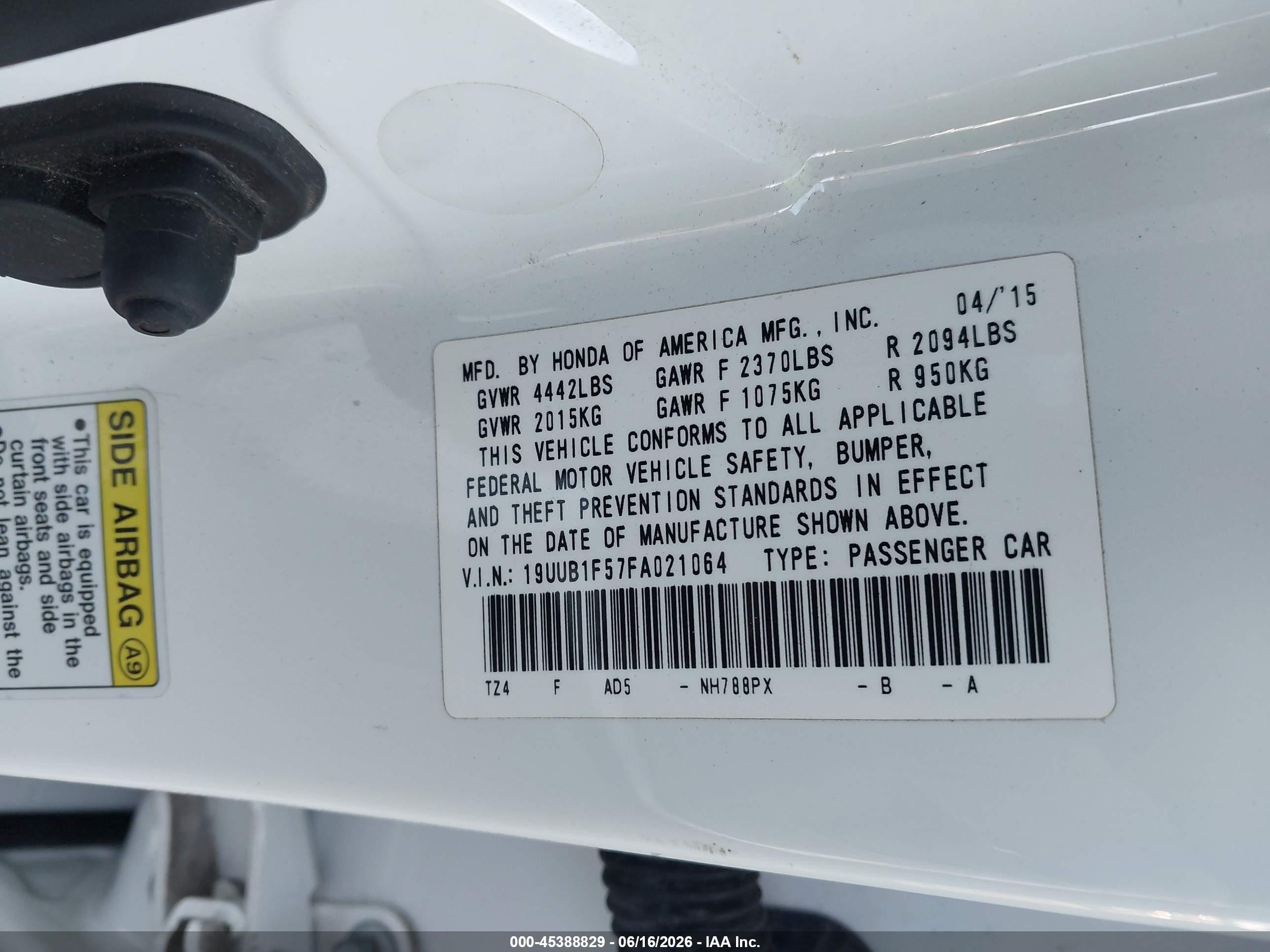 2015 Acura Tlx Tech White vin: 19UUB1F57FA021064