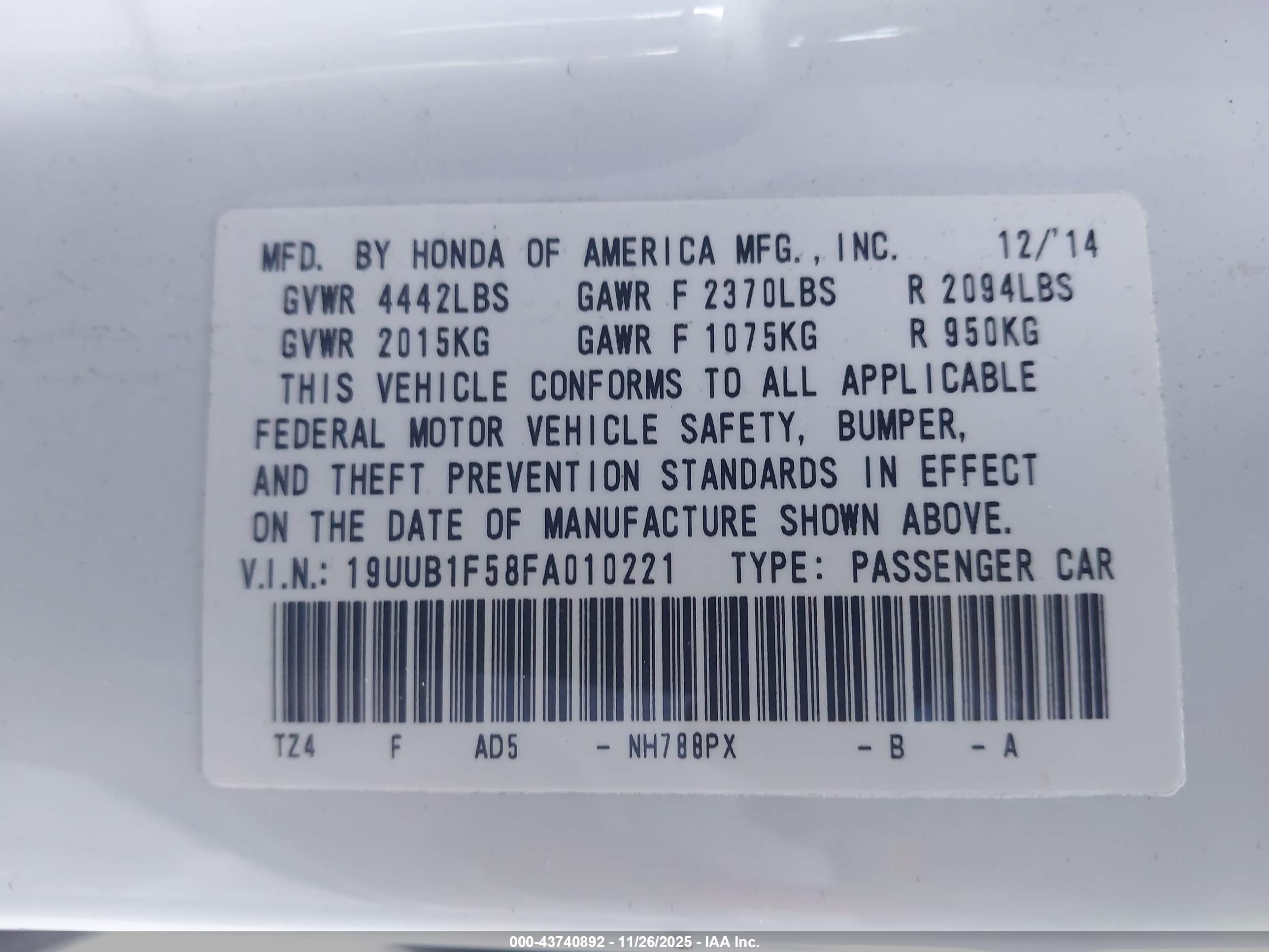 2015 Acura Tlx Tech White vin: 19UUB1F58FA010221