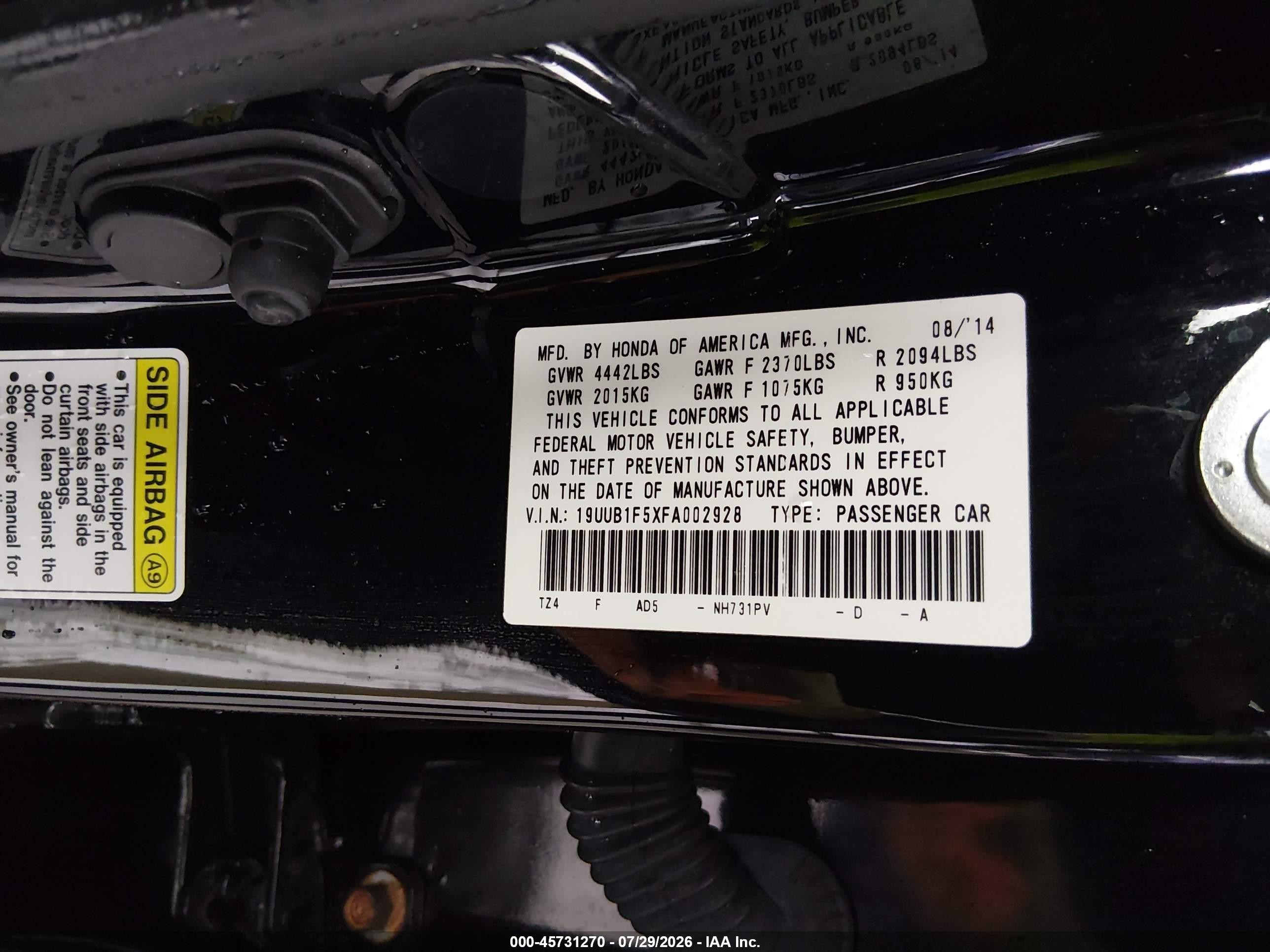 2015 Acura Tlx Tech Black vin: 19UUB1F5XFA002928