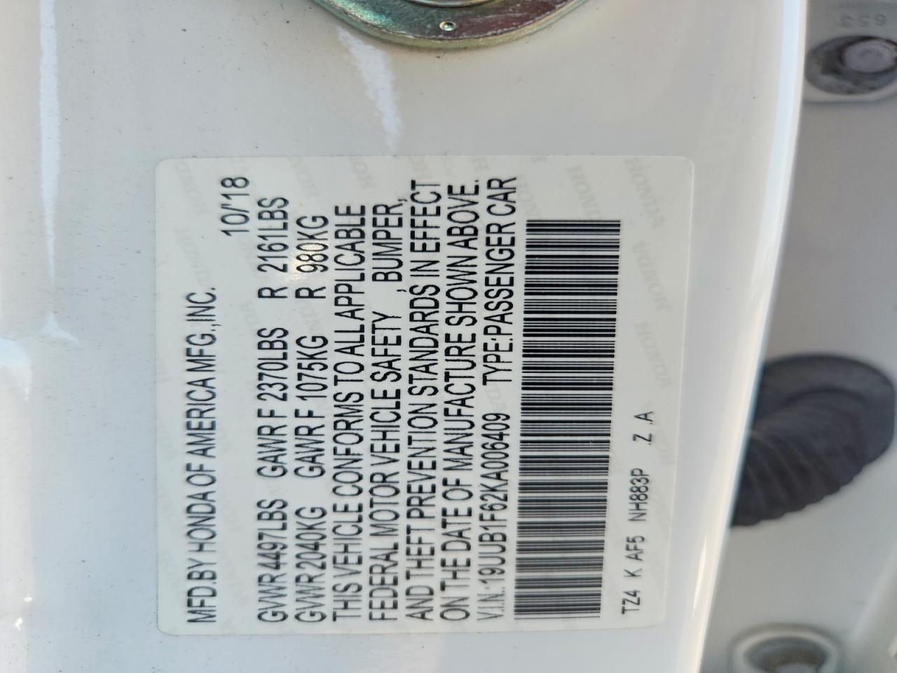 2019 Acura Tlx Technology White vin: 19UUB1F62KA006409