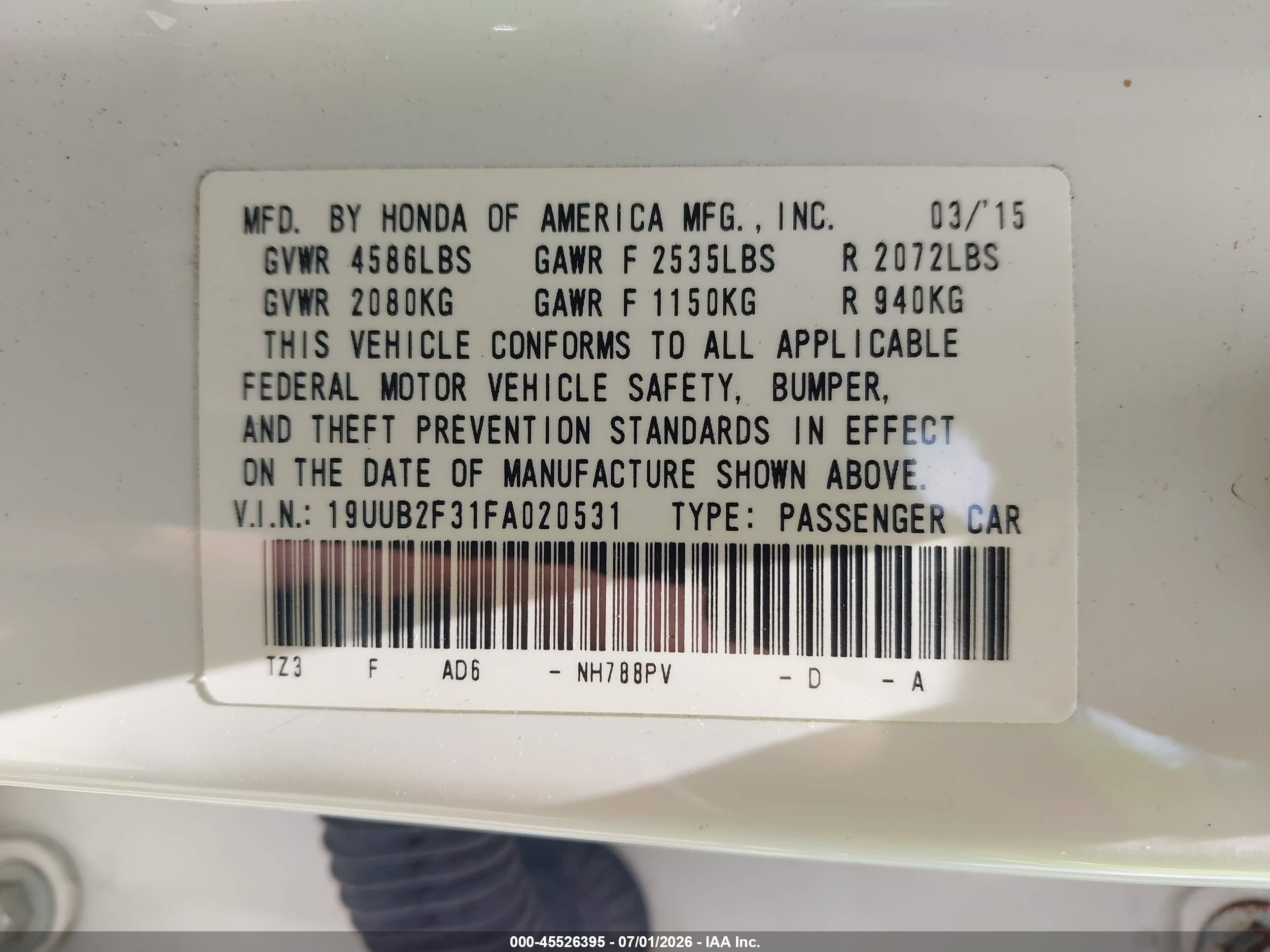 2015 Acura Tlx V6 White vin: 19UUB2F31FA020531